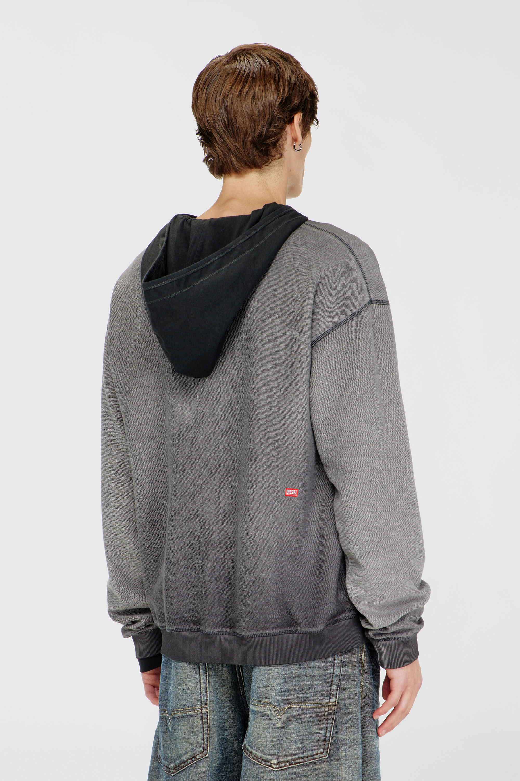 Diesel - S-ARON-RAW, Herren Sweatshirt mit d&eacute;vor&eacute;-Print in Dunkelgrau - 4