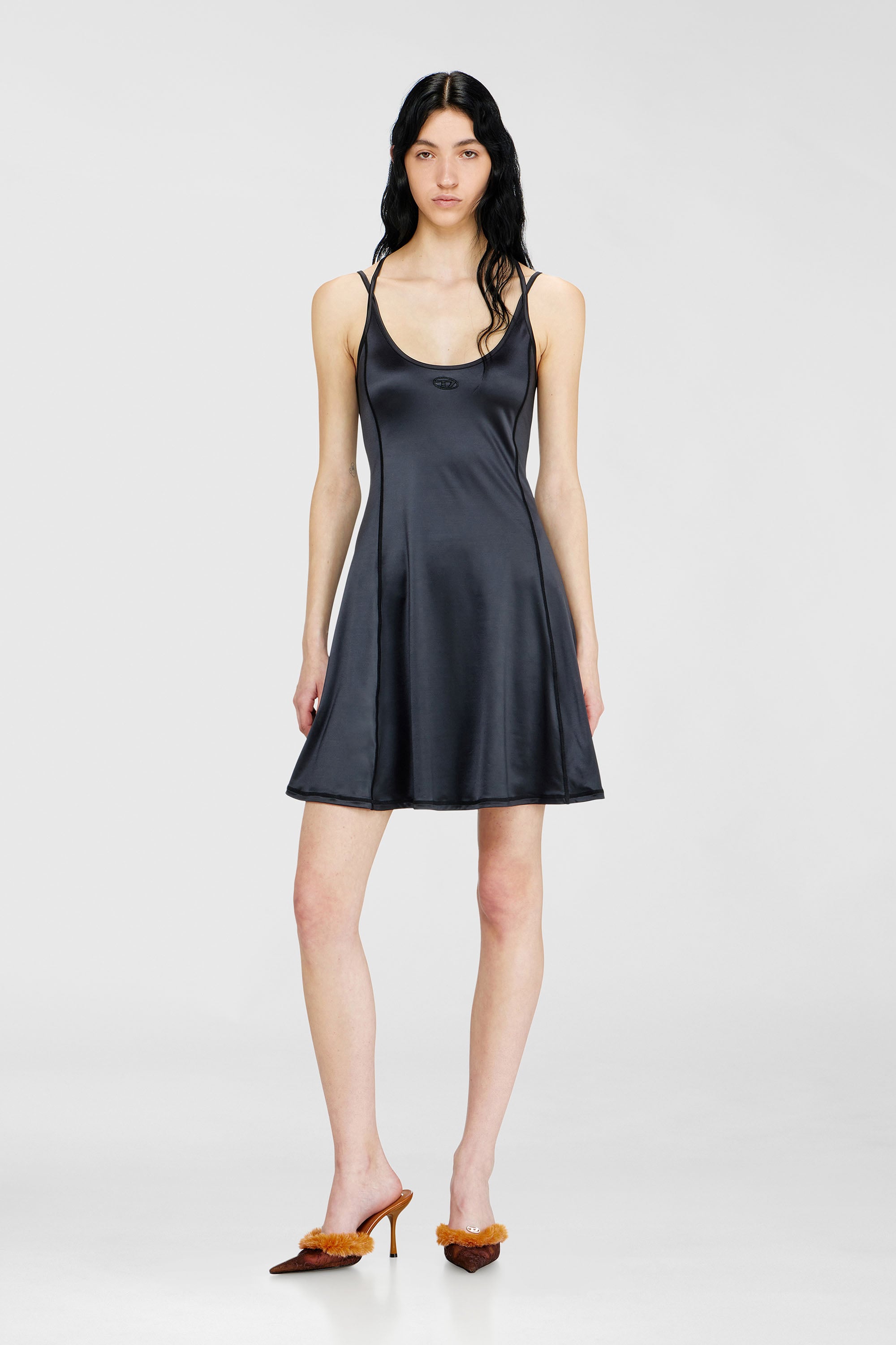 Diesel - D-IMMY, Damen Flie&szlig;endes Minikleid mit doppelten Tr&auml;gern in Schwarz - 1
