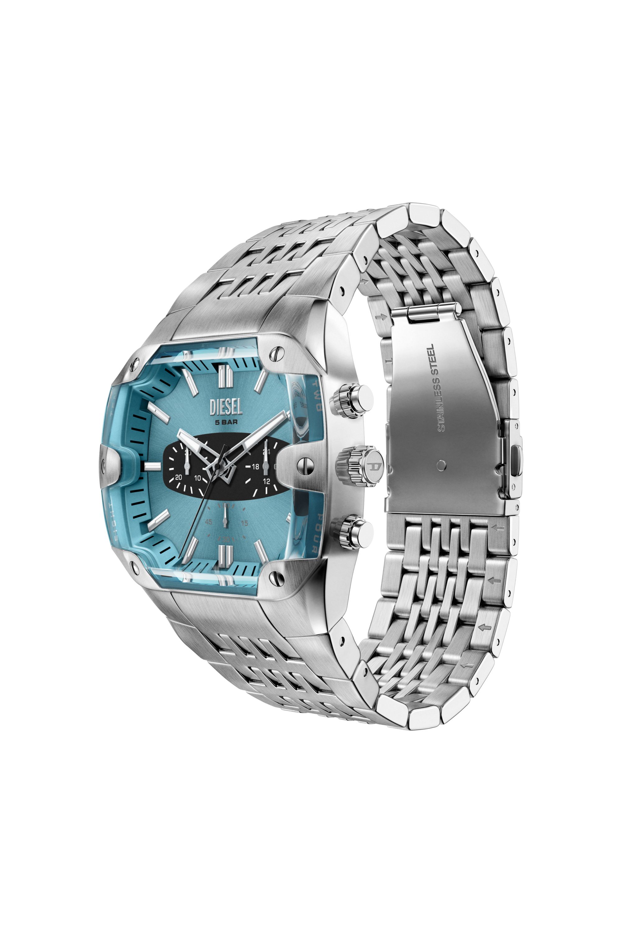 Diesel - DZ4725 WATCH, Herren Spiked Cushion Uhr aus Edelstahl in Silber - 5