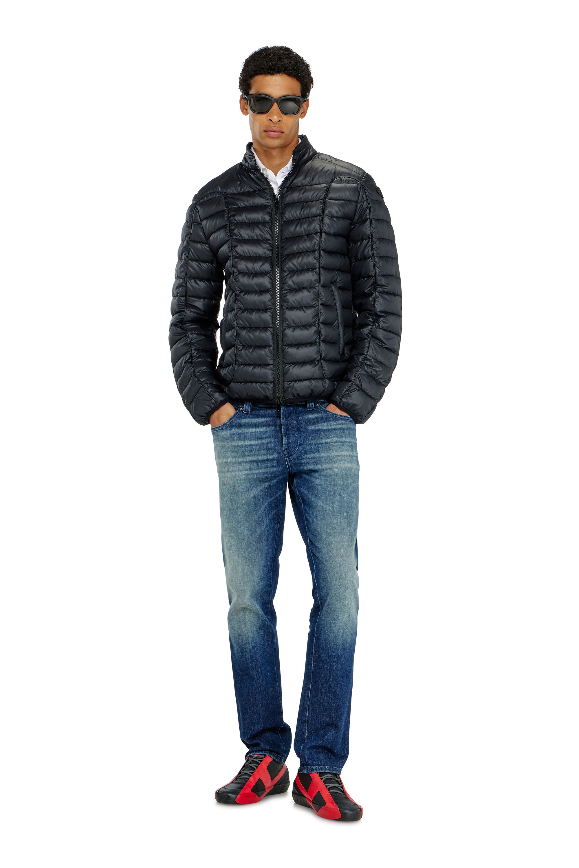 Diesel - W-PILOT-WRD, Herren Biker-inspirierte Steppjacke mit tonalen Paspeln in Schwarz - 2