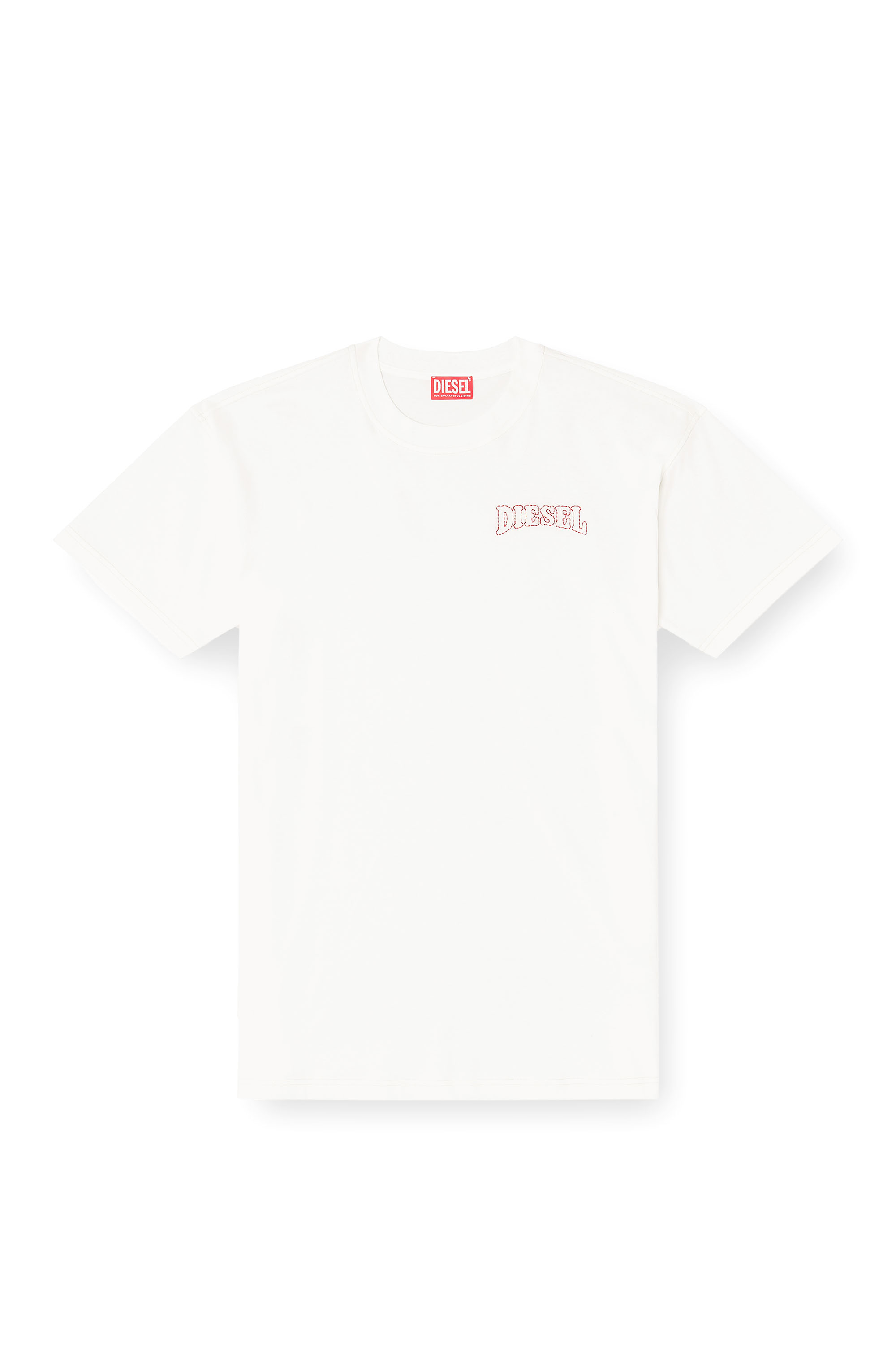 Diesel - T-NORM-V16, Herren Regul&auml;res Baumwoll-T-Shirt mit Diesel-Stickerei in Wei&szlig; - 3