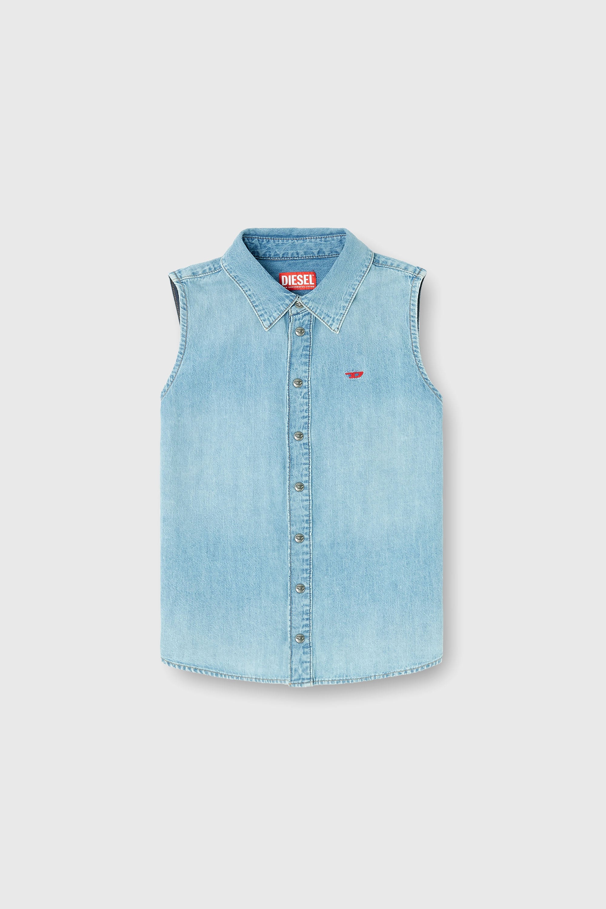 Diesel - DE-EAZY-SL, Damen &Auml;rmelloses Jeanshemd in Hellblau - 2