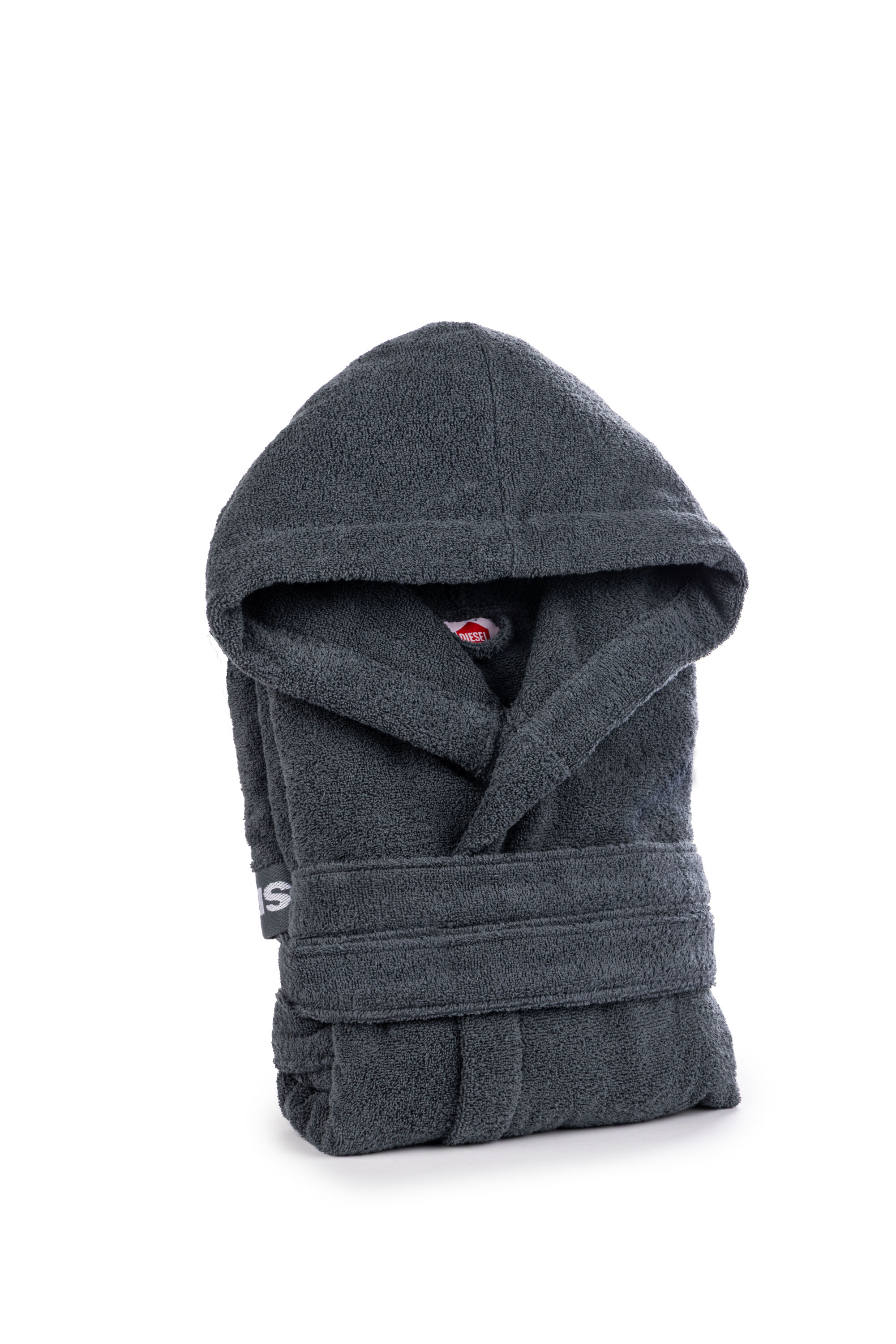 Diesel - 1015101 LOGO-COTTON BATHROBE SIZE S GREY, Unisex Bademantel aus Baumwoll-Frottee, Größe S in Dunkelgrau - 1