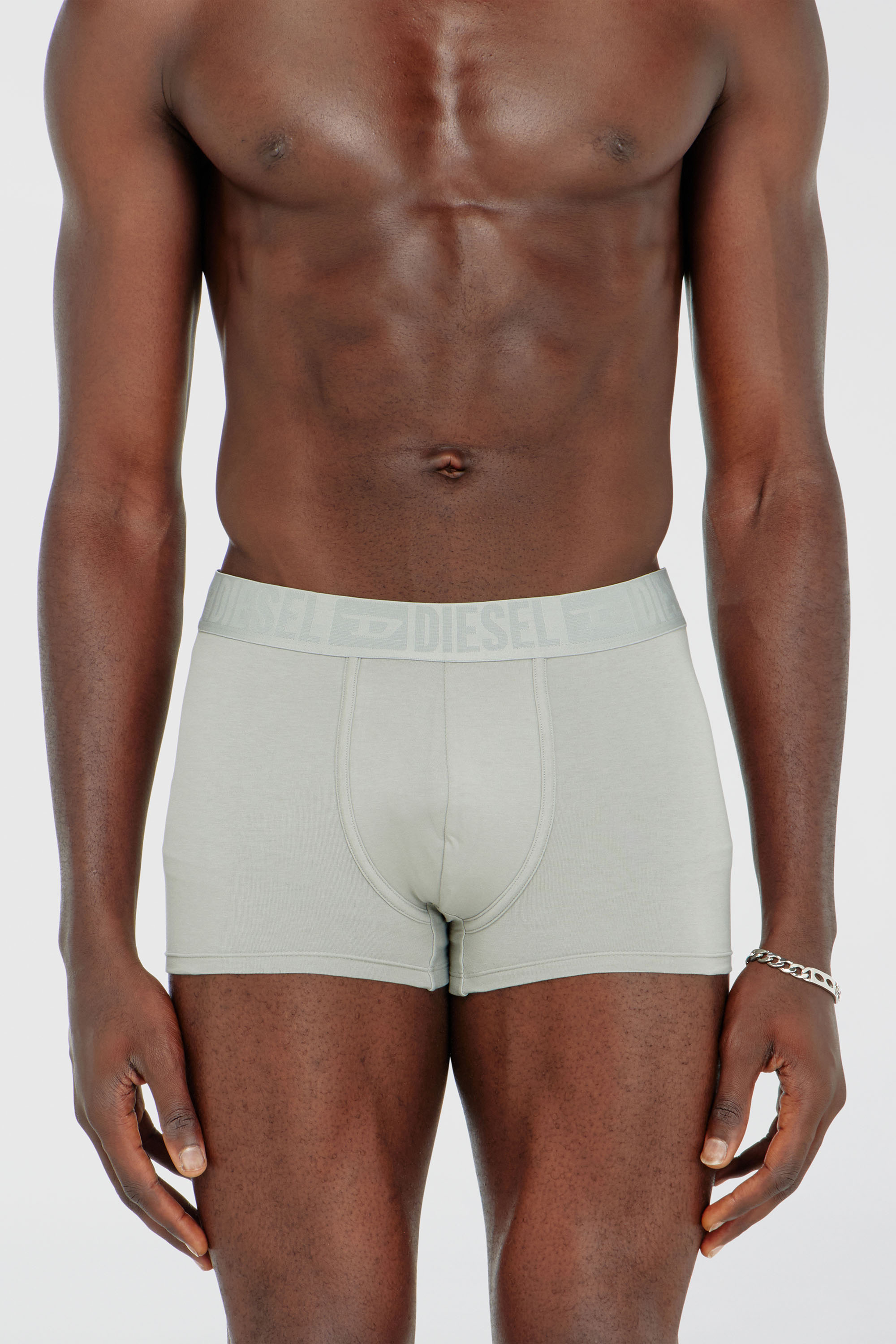 Diesel - MIKE-D-CORE-3PACK, Herren Boxershorts aus Baumwollstretch mit tonalem Bund im Dreierpack in Grau/Schwarz - 3