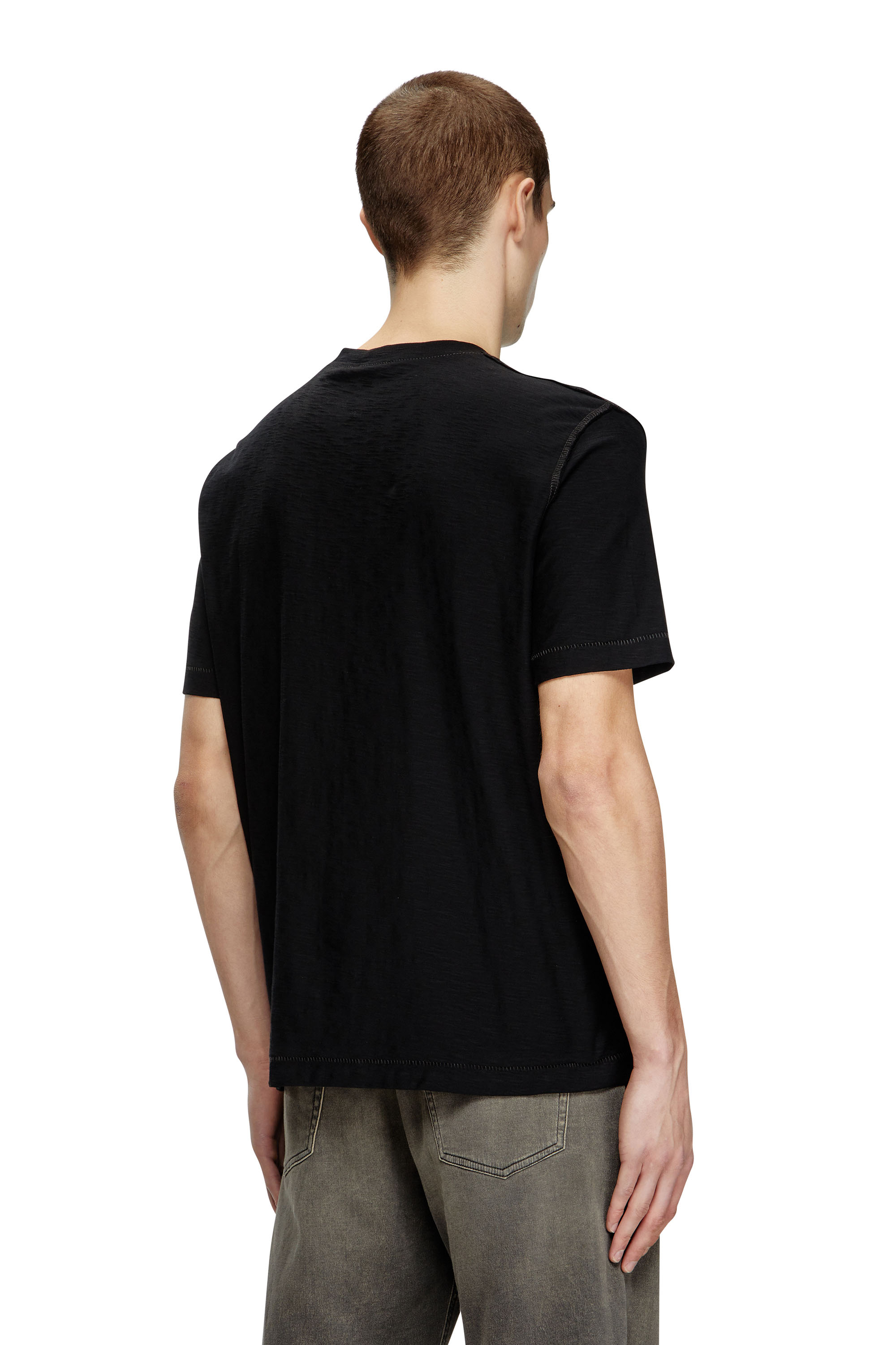 Diesel - T-ADJUST-R11, Herren T-Shirt aus grober Baumwolle mit beflocktem Logo in Schwarz - 4