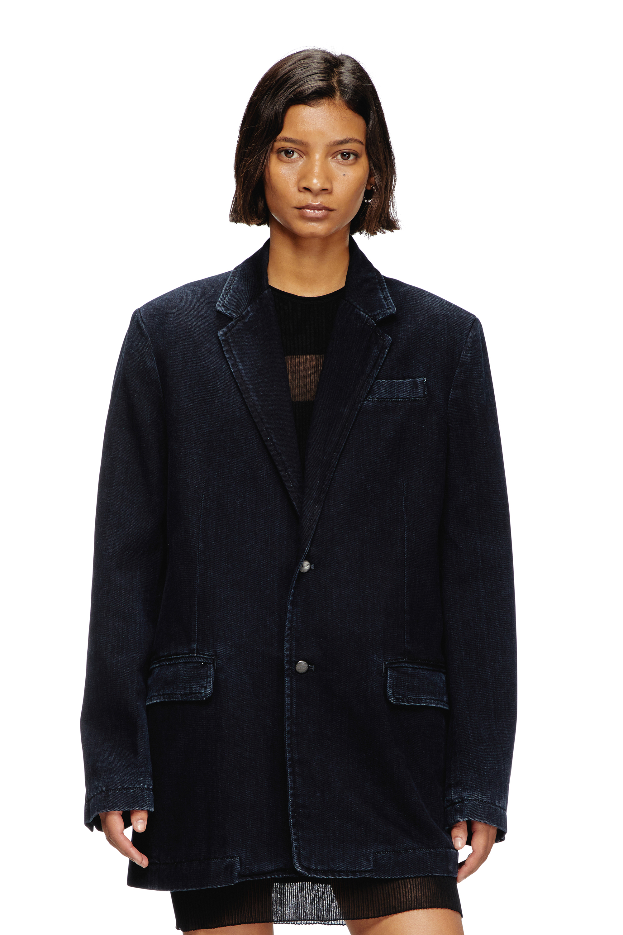 Diesel - D-REGER-D, Unisex's Blazer in lightly treated denim in Dark Blue - 1