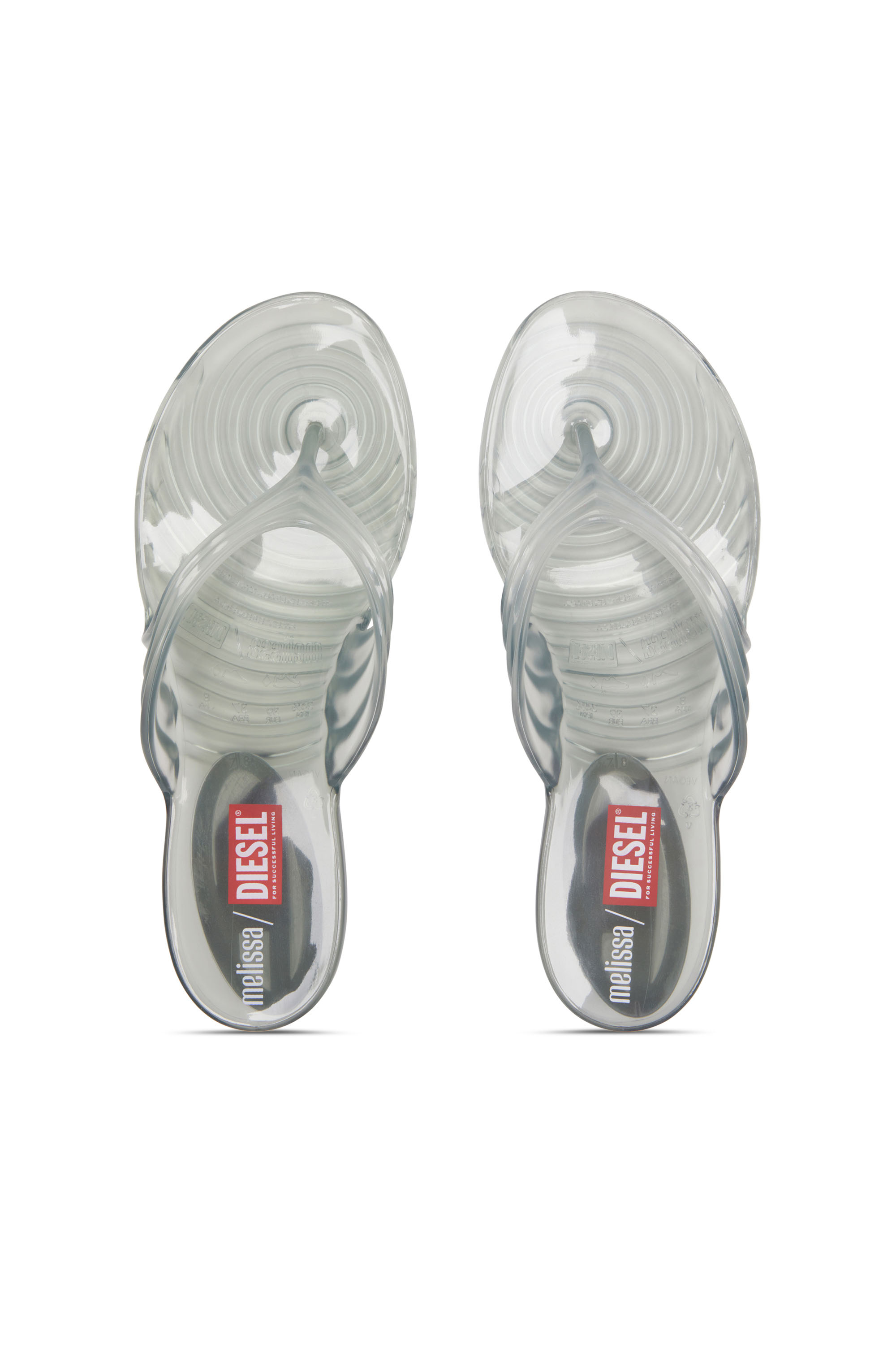 Diesel - MELISSA QUANTUM THONG, Damen Künstlerisch gestaltete Flip-Flops aus Melflex® in Hellgrau - 4