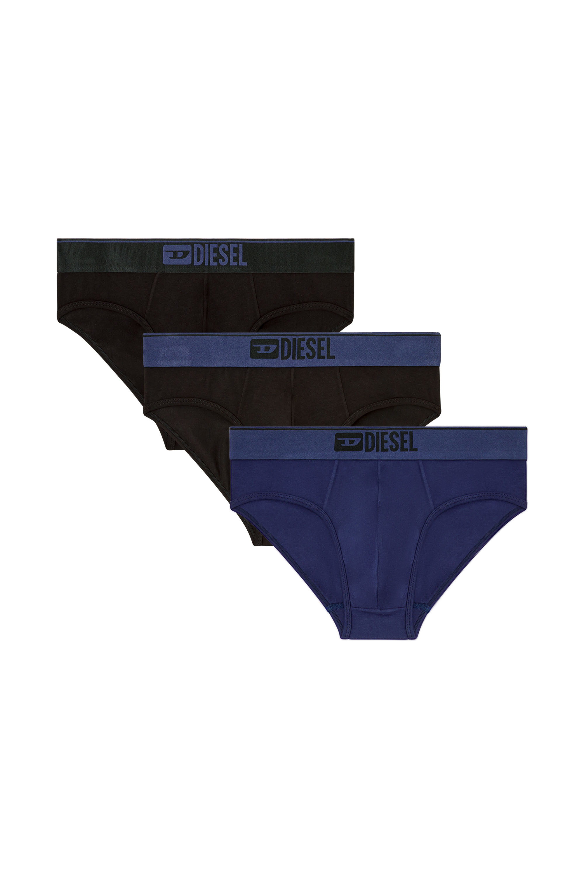 Diesel - UMBR-ANDRETHREEPACK, Man's Three-pack of plain logo briefs in Blue/Black - 1
