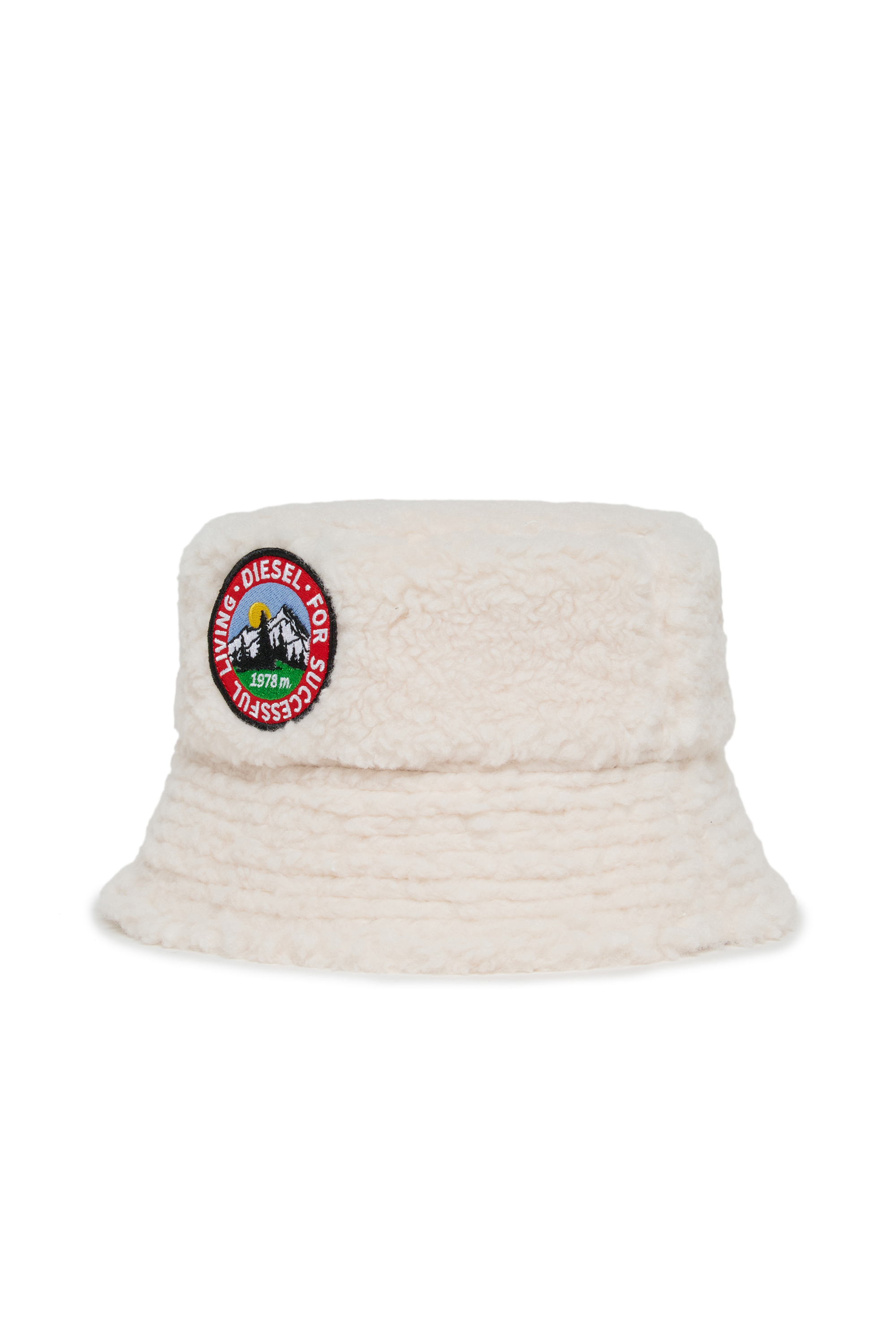 Diesel - FBONT, Unisex Bucket Hat aus weichem Pl&uuml;schstoff in Wei&szlig; - 1
