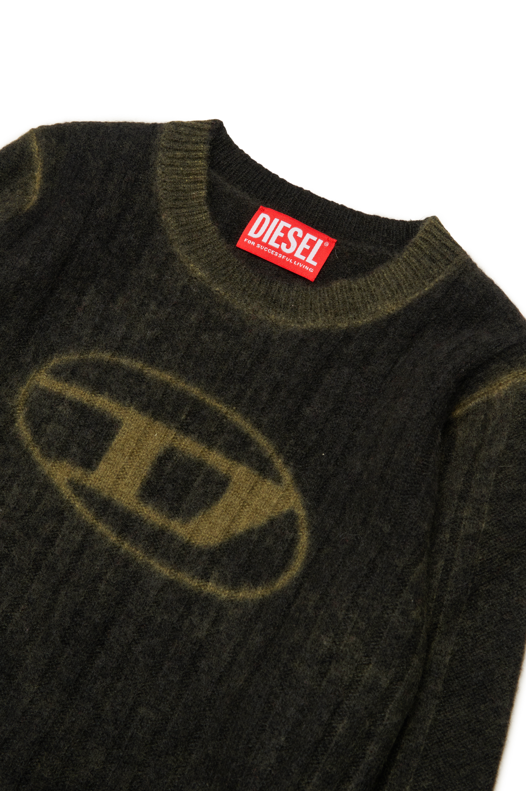 Diesel - KANDELEROD, Herren Behandelter Pullover mit Oval D-Logo in Dunkelgrün - 3