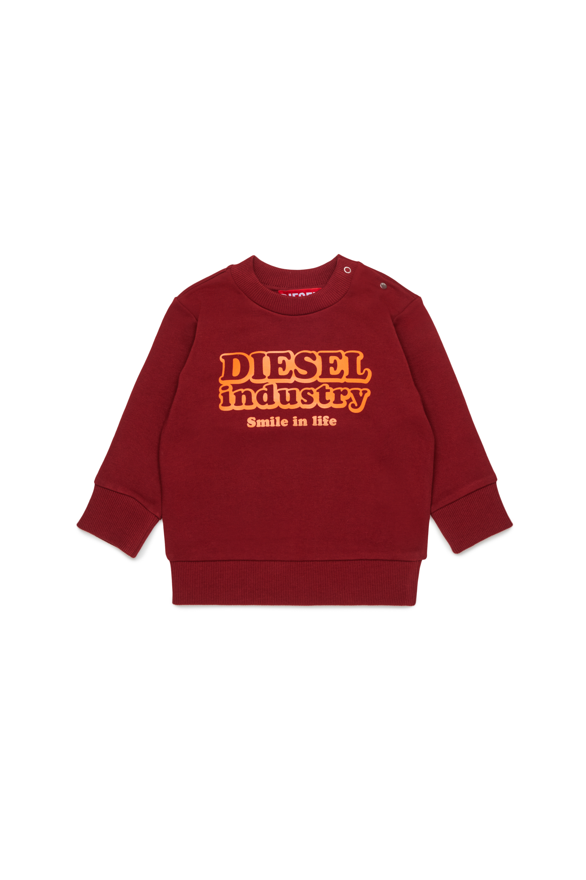 Diesel - SLODIMB, Man's Cotton sweatshirt with Diesel Industry print in Red - 1