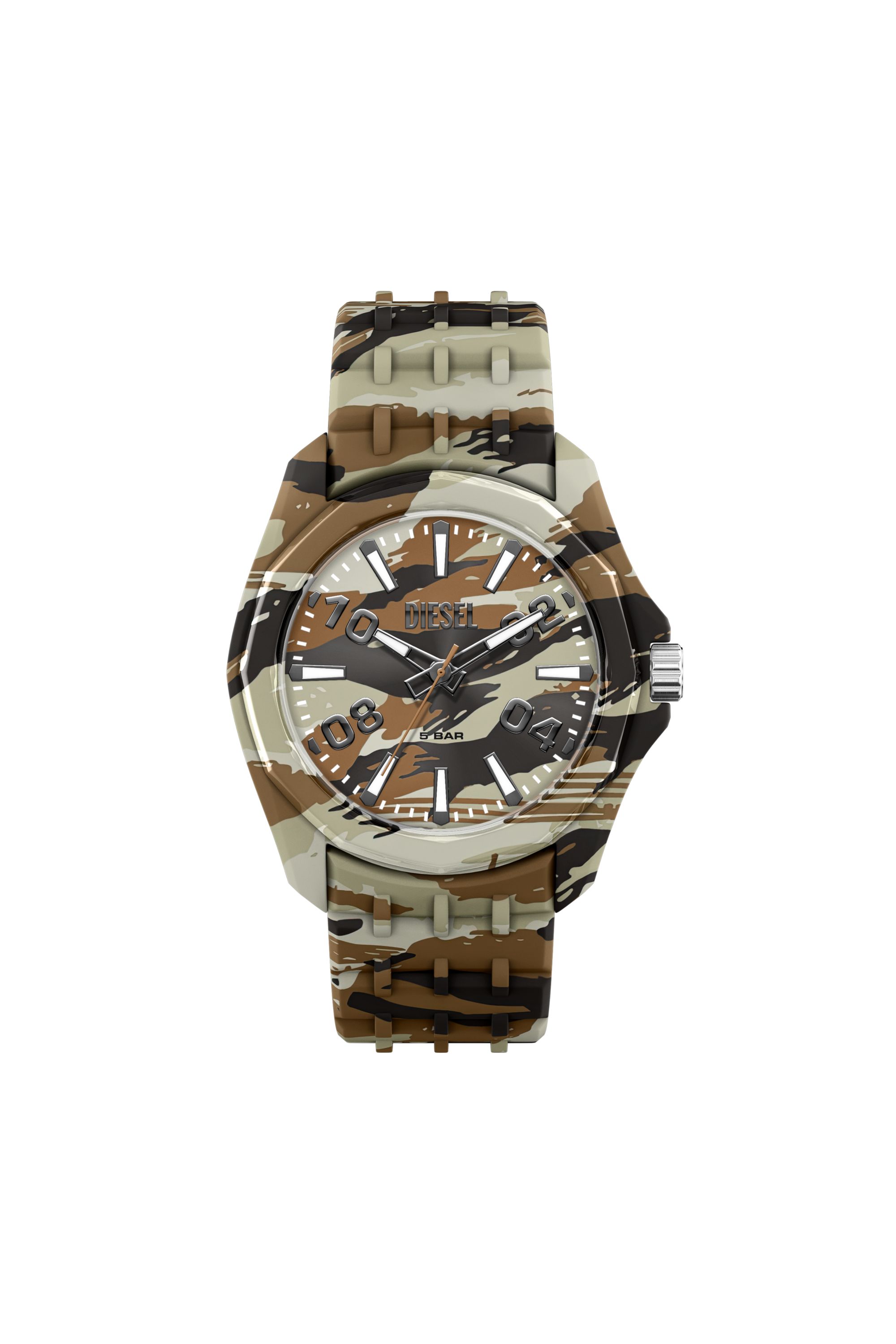 Diesel - DZ2242 WATCH, Herren Stinger camo silicone watch in Braun/Gr&uuml;n - 1
