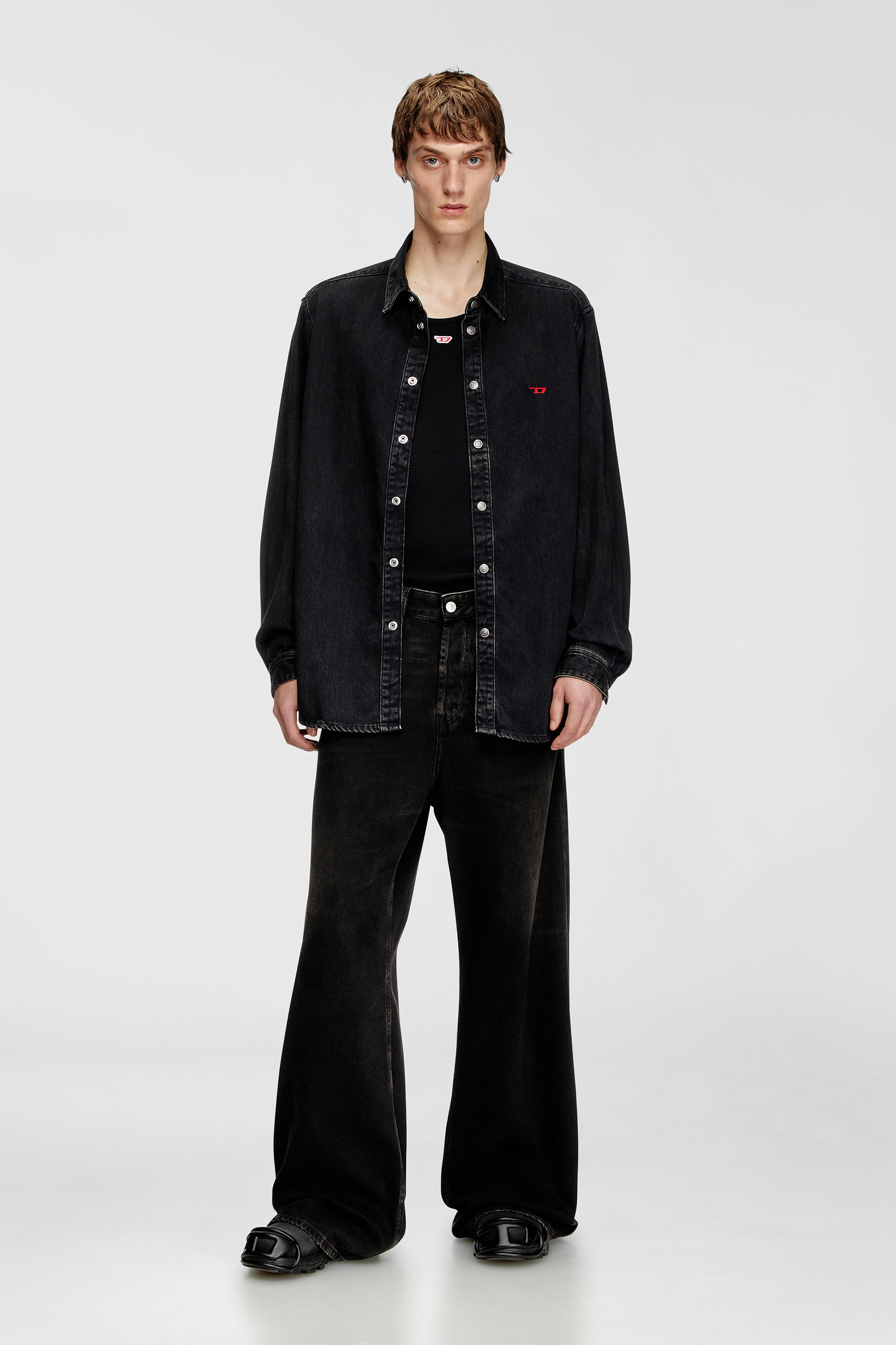 Diesel - D-SIMPLY, Herren Shirt aus TENCEL-Denim in Schwarz - 2
