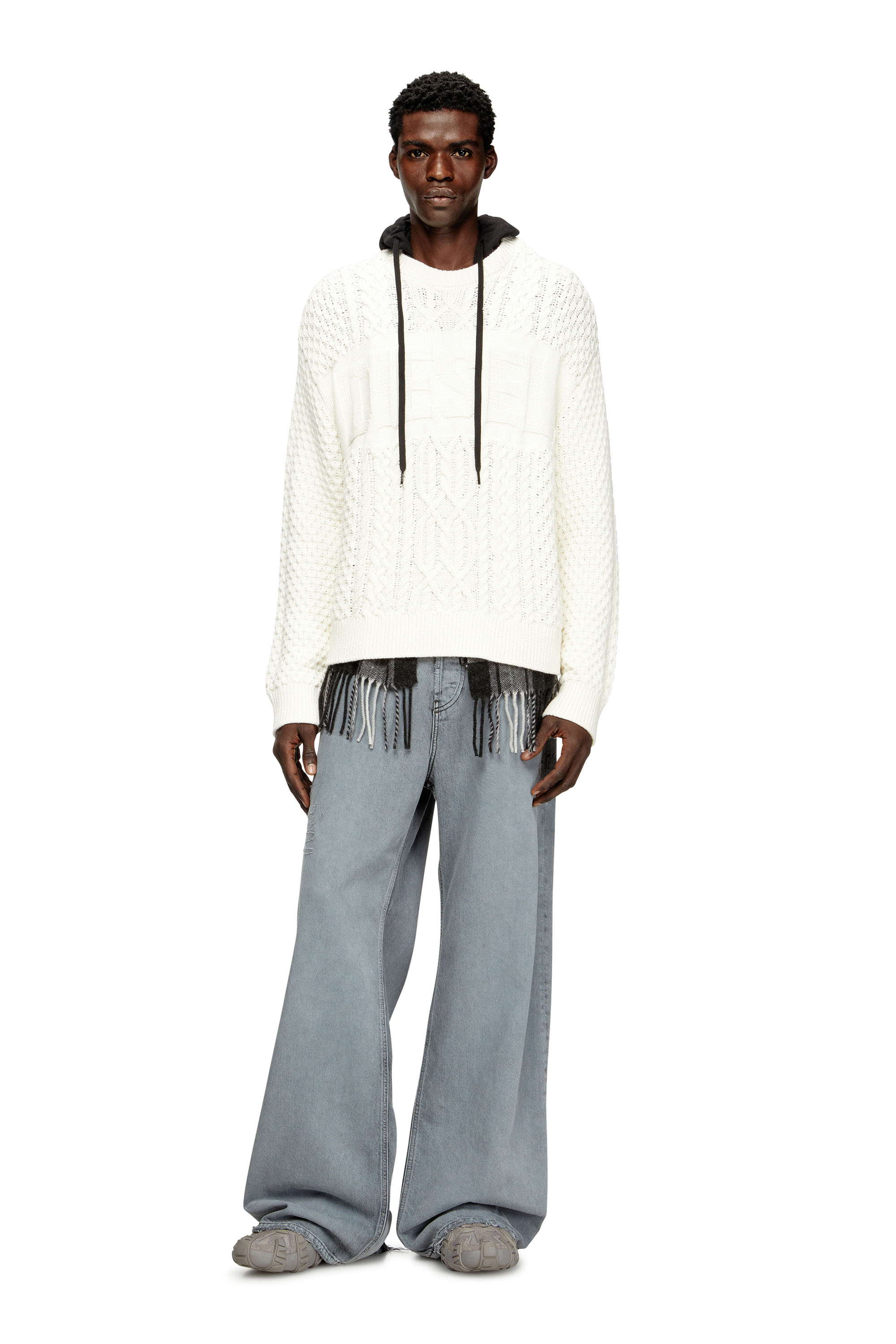 Diesel - K-AUBIN, Herren Cable-knit jumper with Diesel logo in Weiß - 2