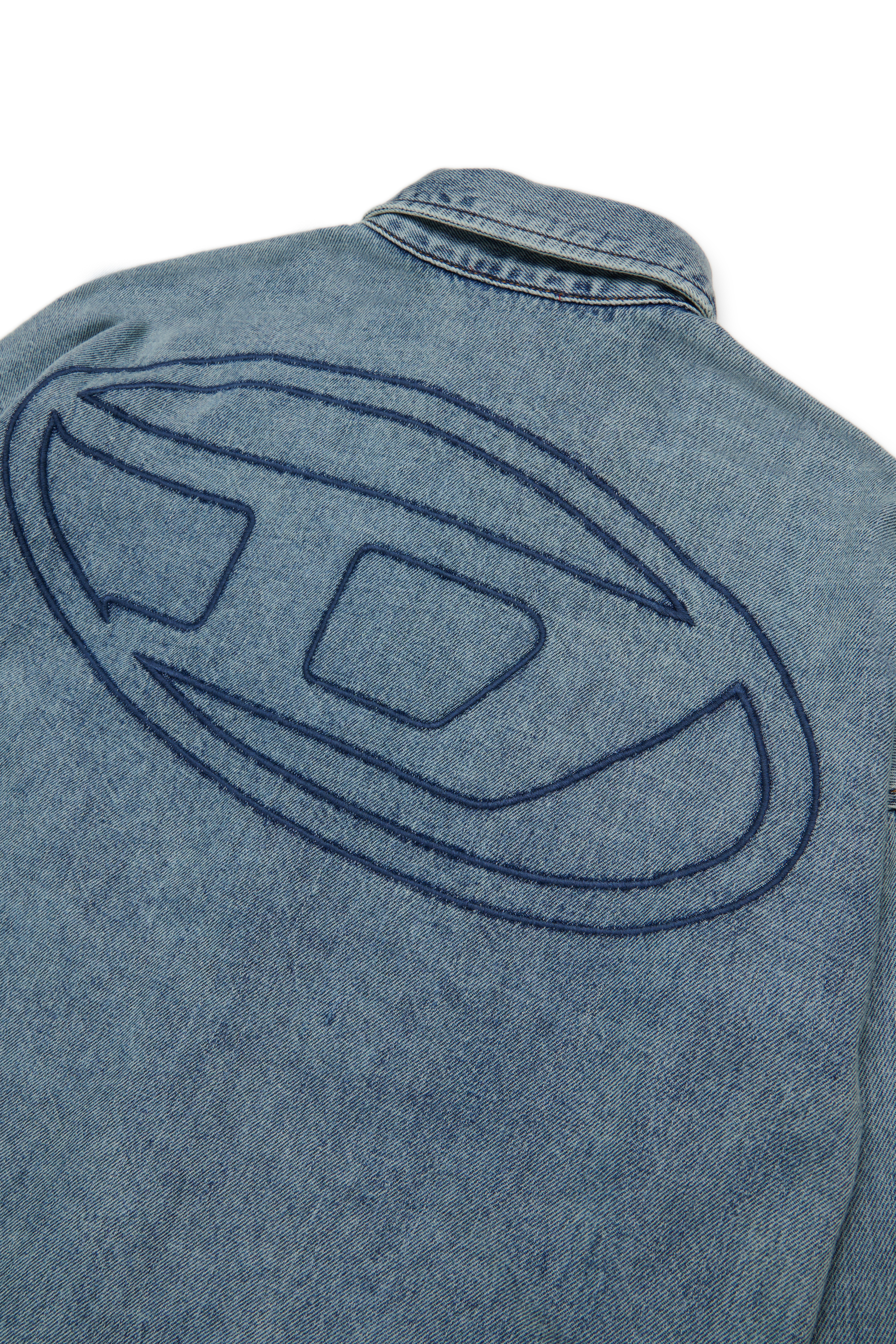 Diesel - CKAMA, Herren Denimhemd mit Logo auf der Rückseite in Mittelblau - 4