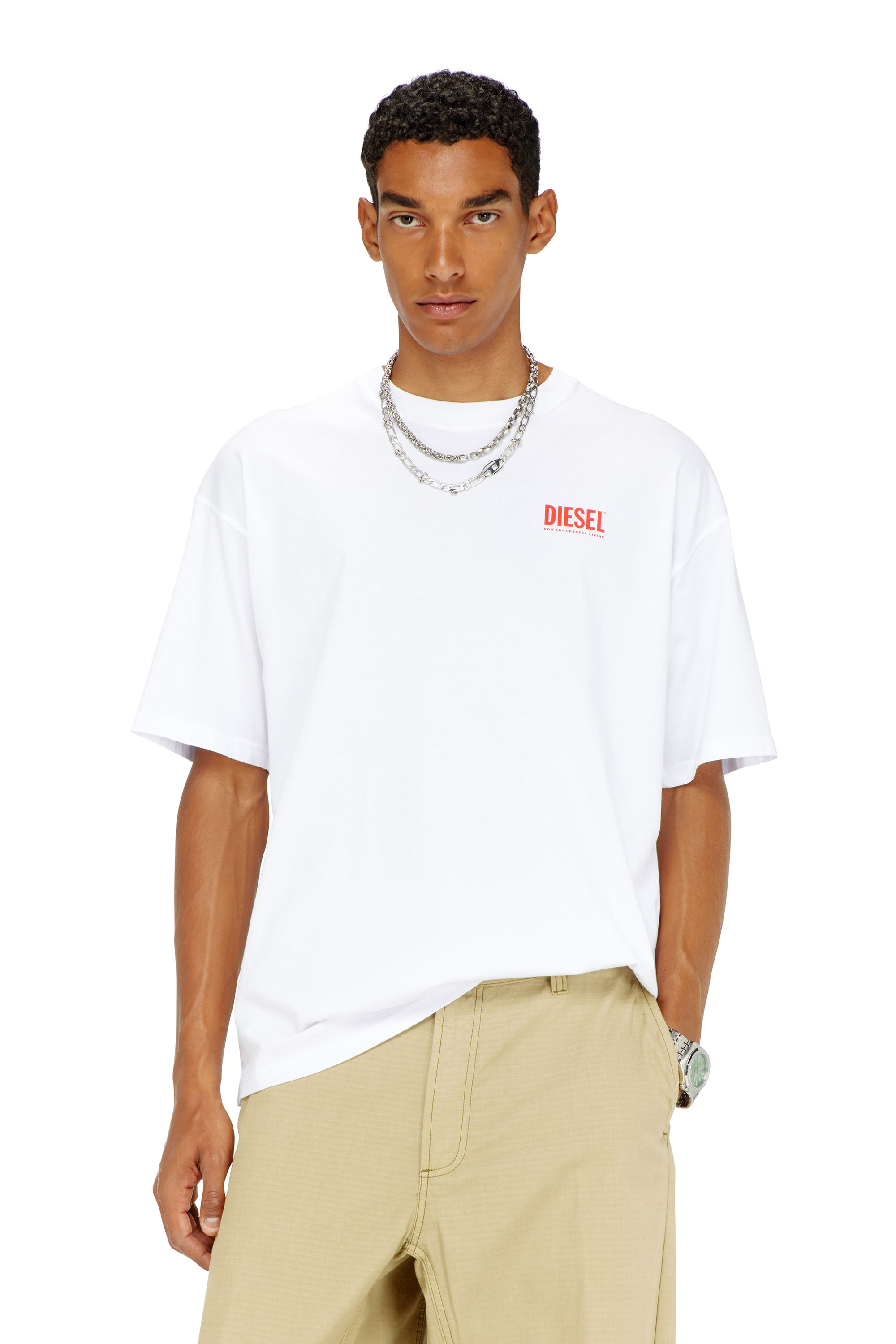 Diesel - T-BOXT-BISK, Herren Baumwoll-T-Shirt mit Diesel-Biscotto-Print in Wei&szlig; - 1
