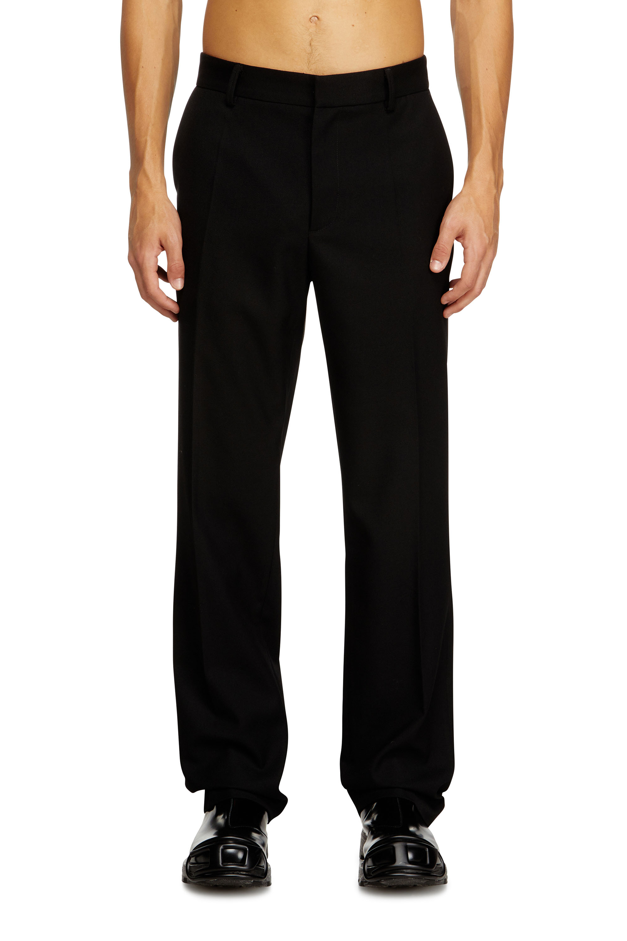 Diesel - P-AM-EPCI, Herren Wollmischung-Hose mit Metalletikett in Schwarz - 1