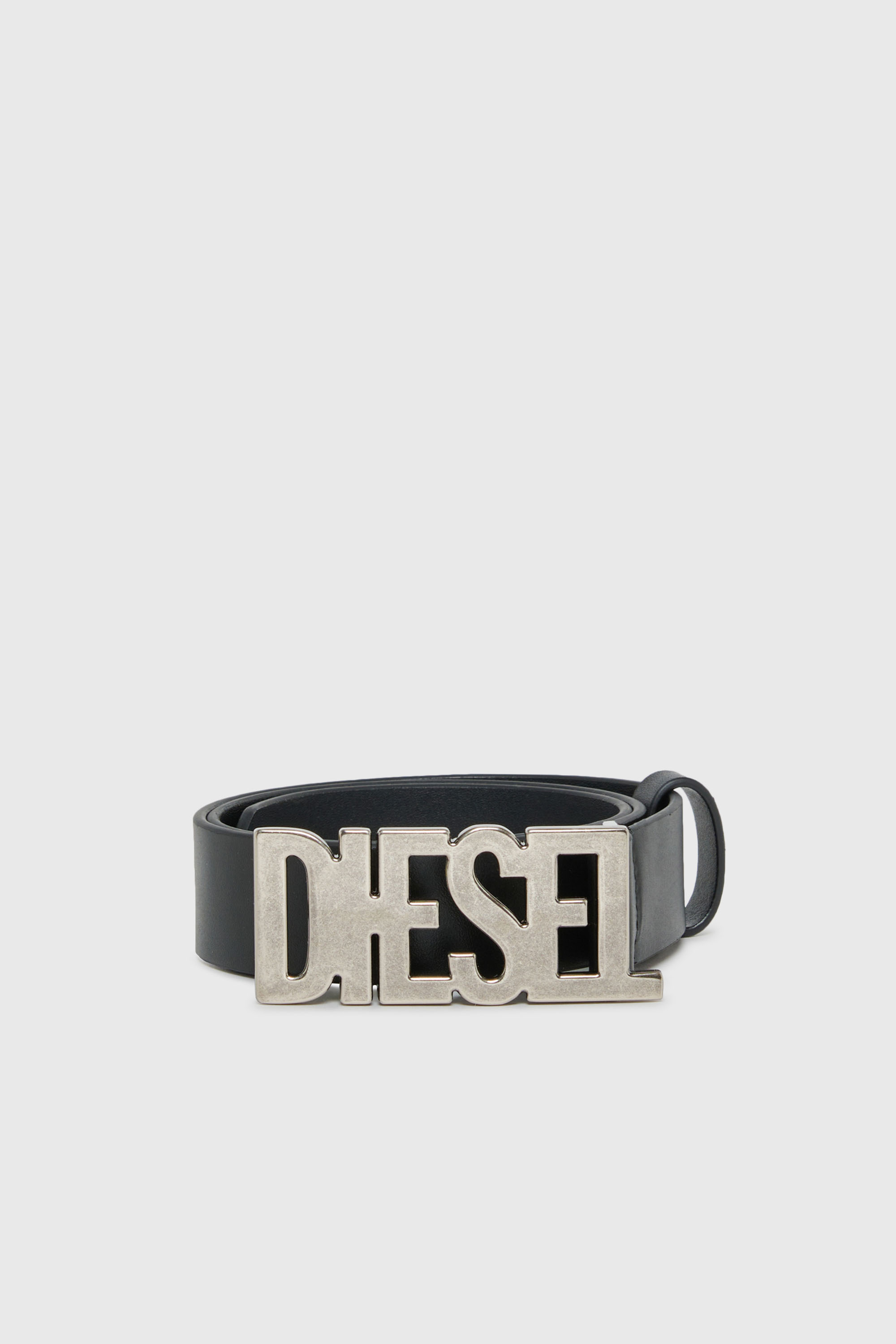 Diesel - BWR, Unisex 3 cm Lederg&uuml;rtel mit Diesel-Schlie&szlig;e in Schwarz - 1