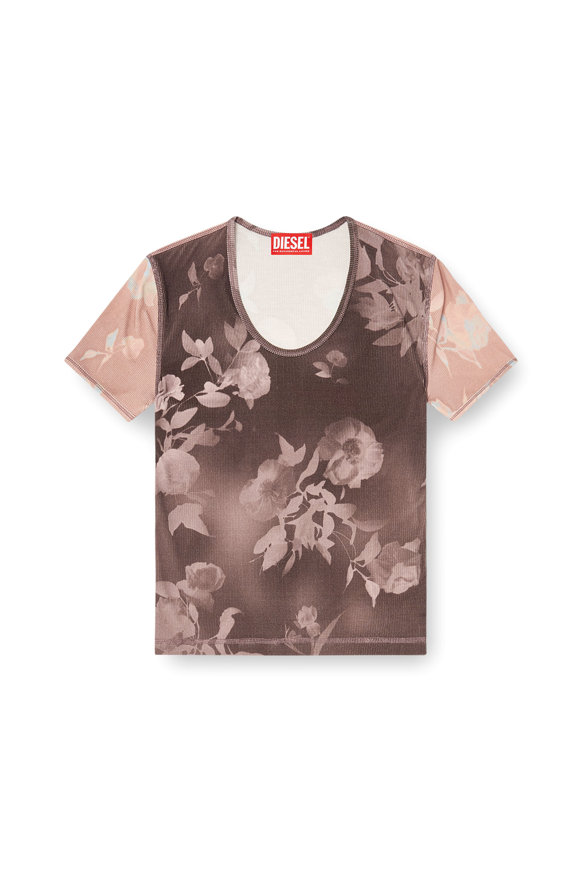 Diesel - T-ELENEWU, Damen Top aus geripptem Jersey mit Blumenprint in null - 2