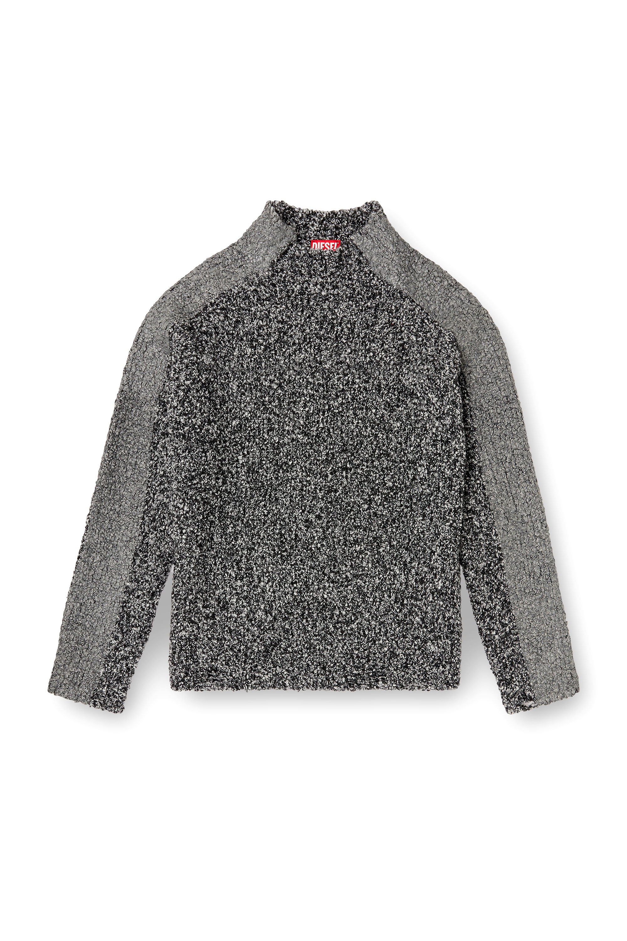 Diesel - K-ERLAND, Herren Bouclé-Strickpullover mit Ärmelbändern in Schwarz - 2