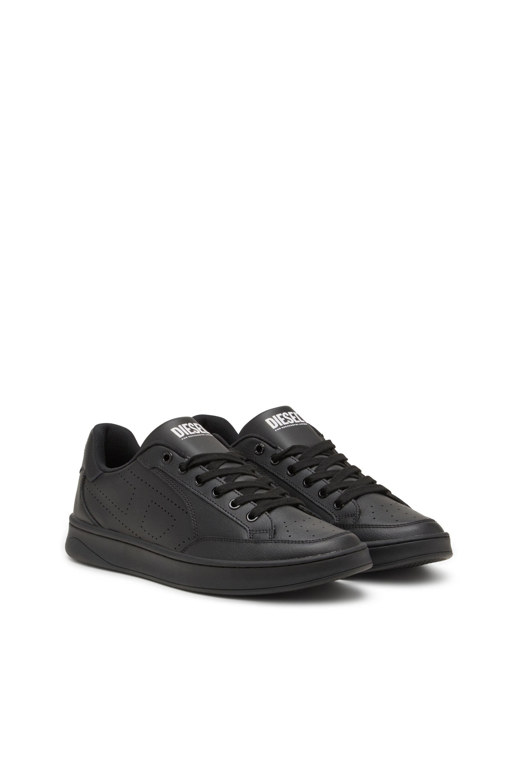 Diesel - S-DAKOTA LOW, Herren Sneakers aus Leder mit perforiertem Logo in Schwarz - 2