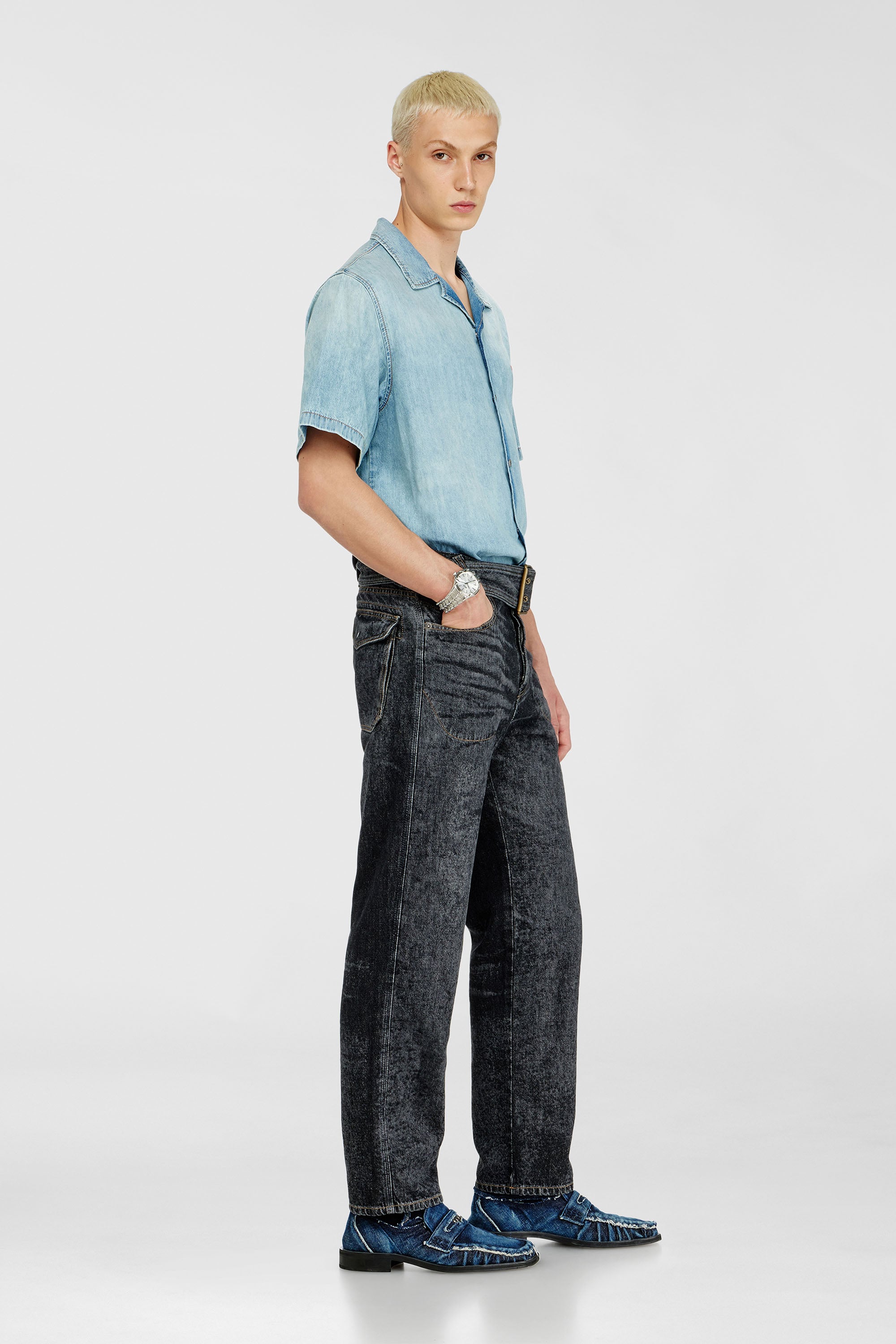 Diesel - Herren Relaxed Jeans D-Marcus 09Q24, Schwarz/Dunkelgrau - 1
