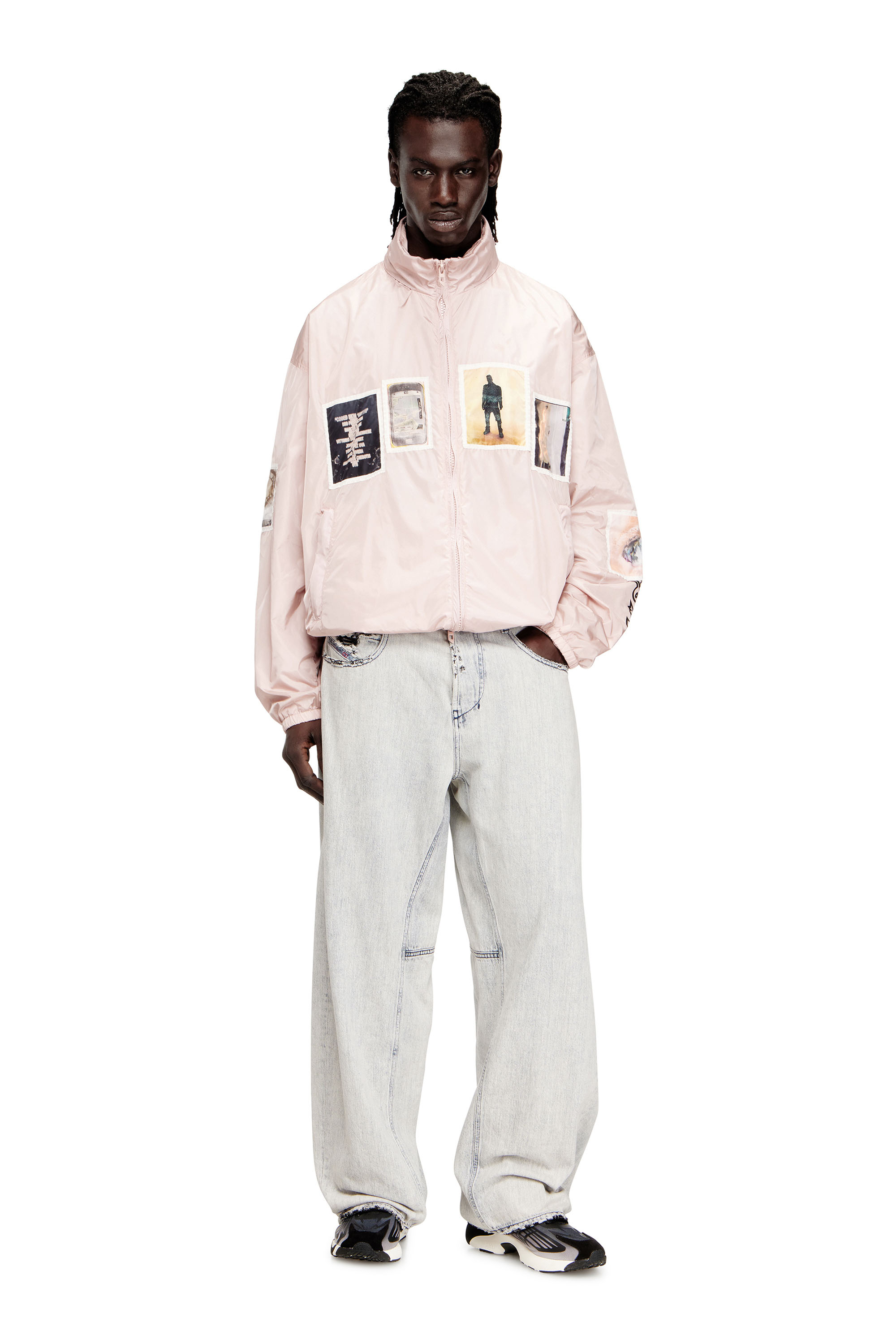 Diesel - J-CLAUS-A-GSBR, Herren Windjacke mit grafischen Aufnähern in Rosa - 1