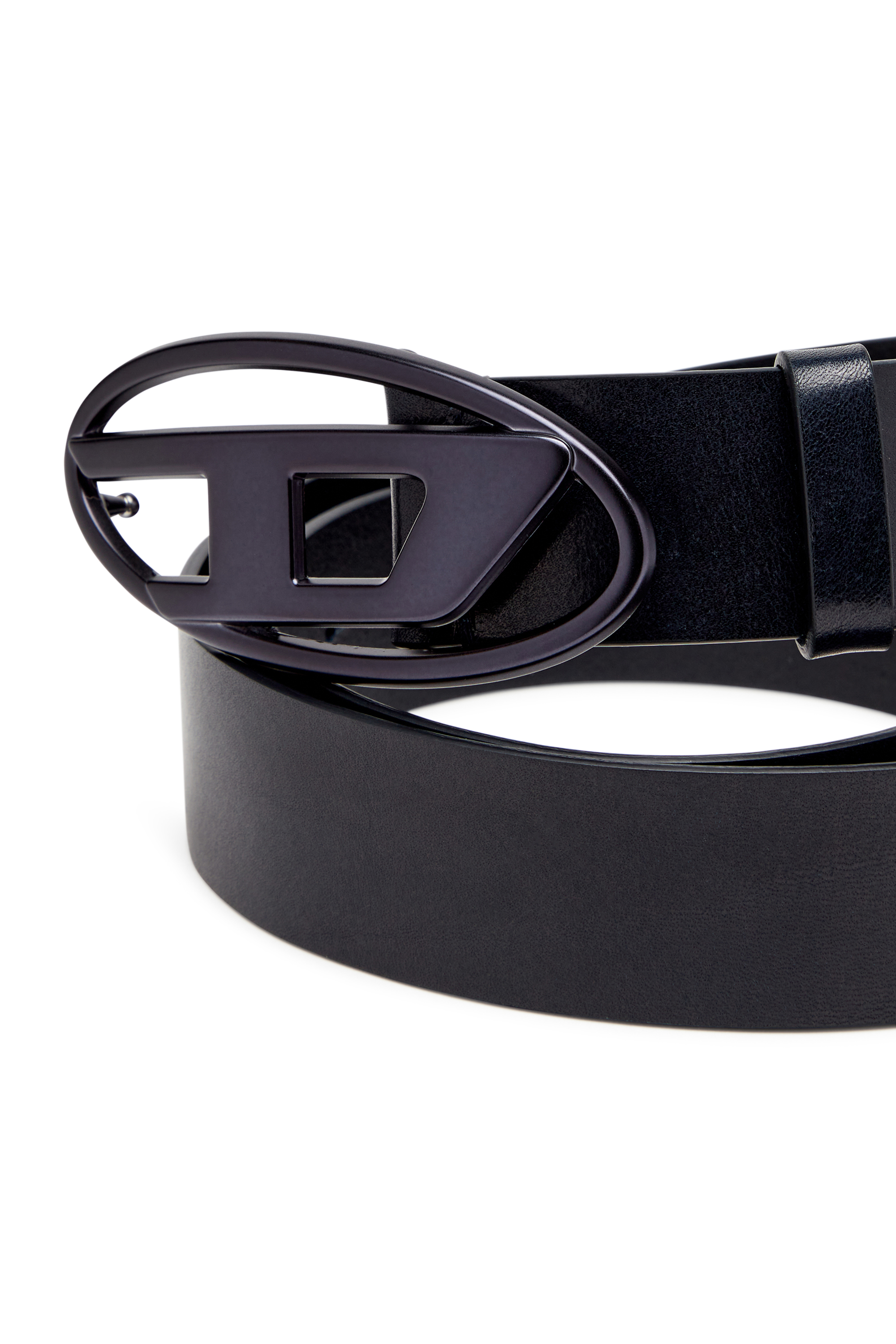 Diesel - B-1DR, Unisex Leather belt with metallic Oval D buckle in Dunkelblau - 3