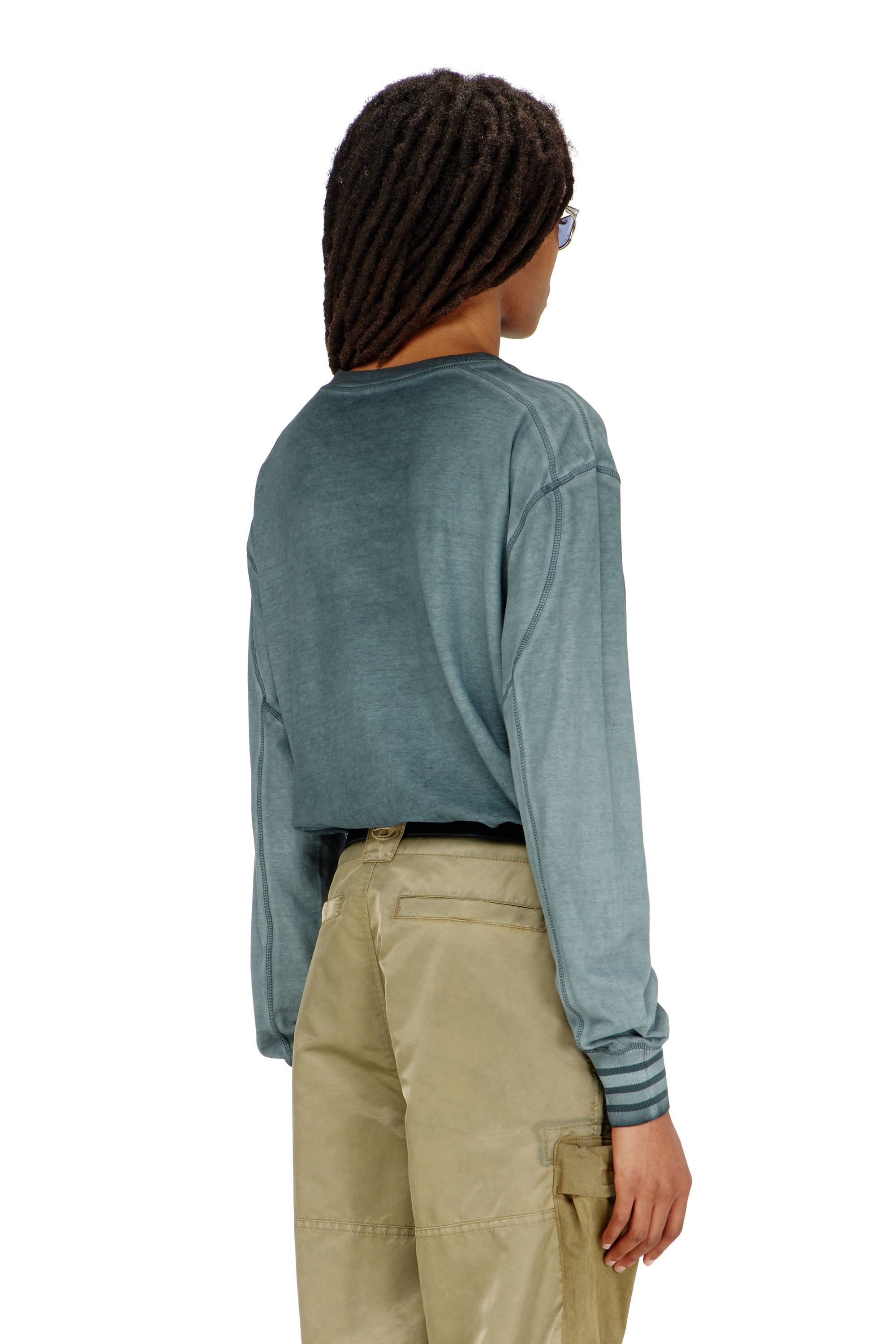 Diesel - T-BAWYE-LS, Woman's T-shirt with patches and microwaffle inserts in null - 4