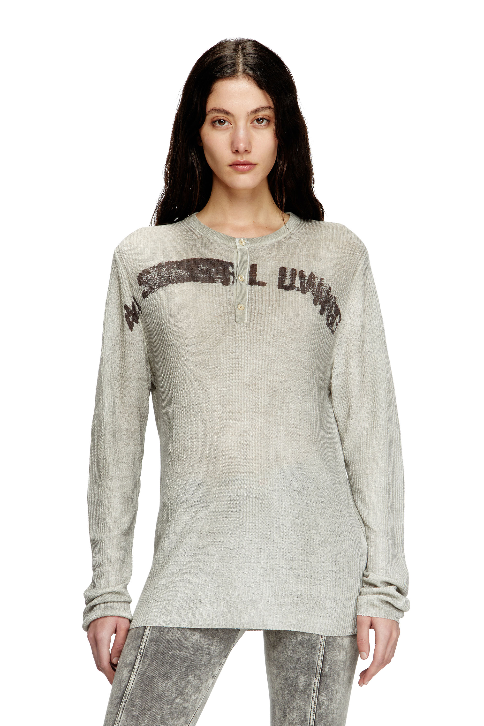 Diesel - K-ROBBY, Unisex Henley-Pullover aus Leinen mit Schmutz-Effekt in Beige - 6