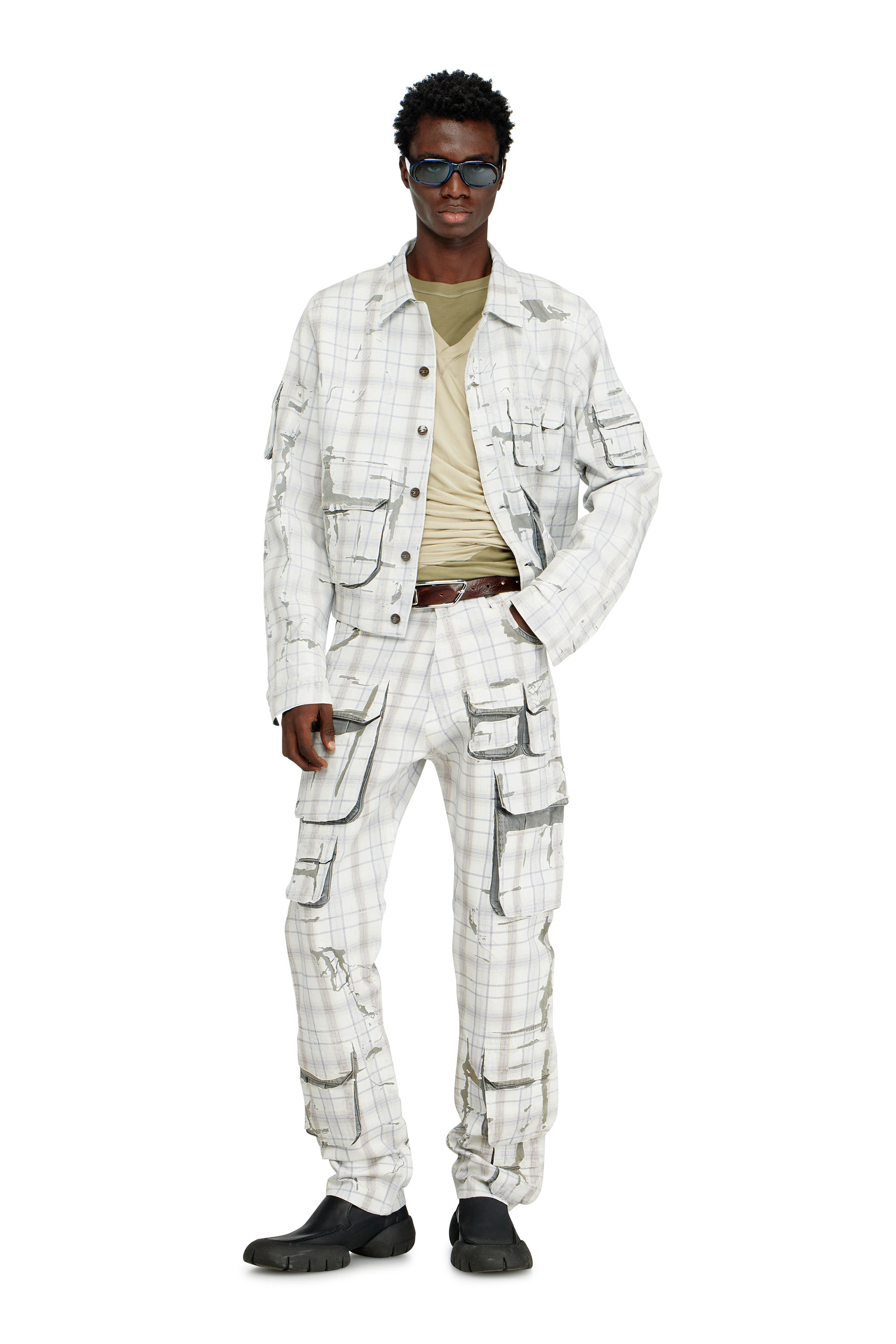 Diesel - D-VALEN-FSI1, Herren Jeansjacke mit Abzieheffekt in Grau - 2