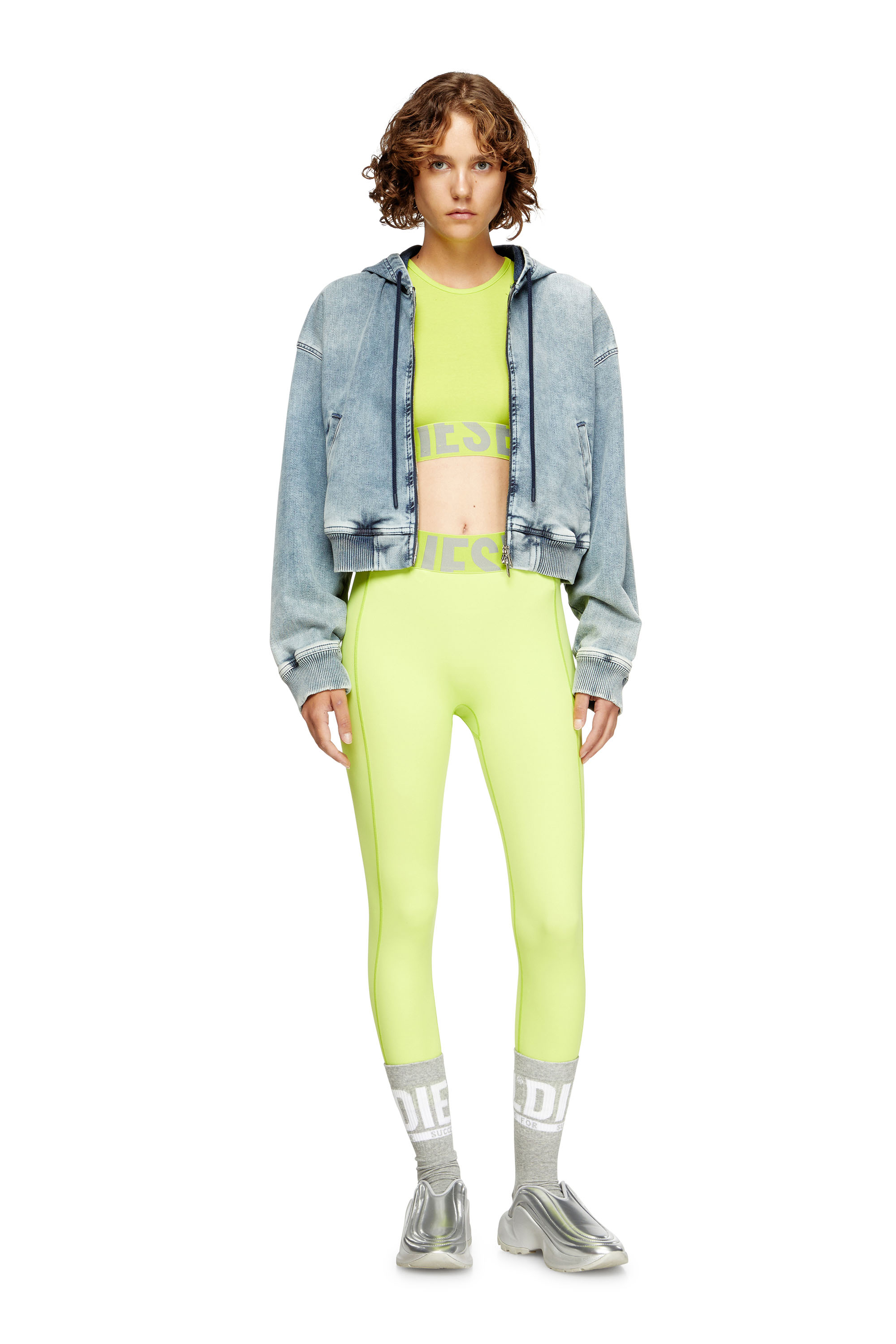 Diesel - ADA-D-POP, Damen Verk&uuml;rztes Tanktop mit Cut-off-Logo in Neongr&uuml;n - 4