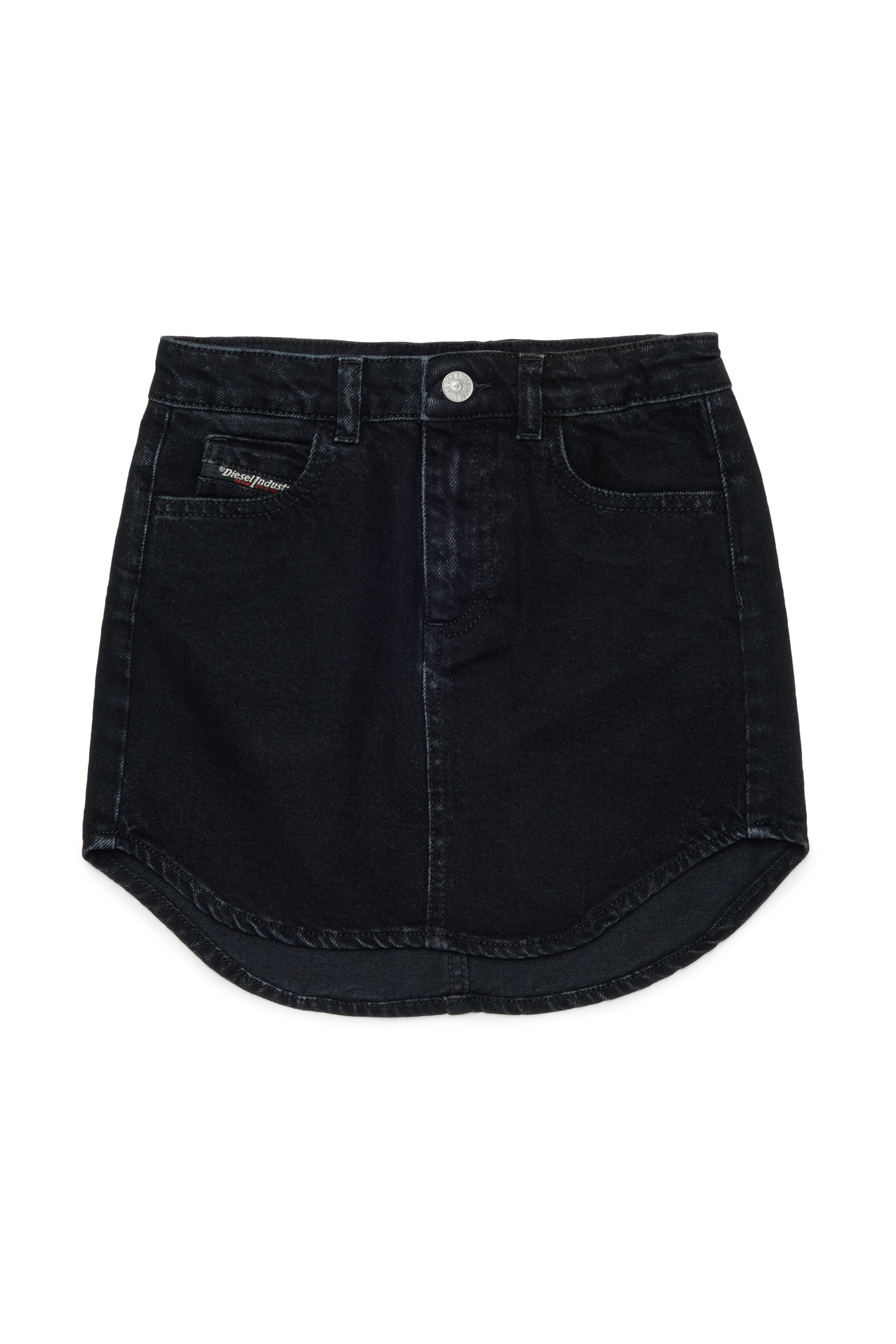 Diesel - GEARD, Damen Denim-Minirock mit abgerundetem Saum in Schwarz/Dunkelgrau - 1