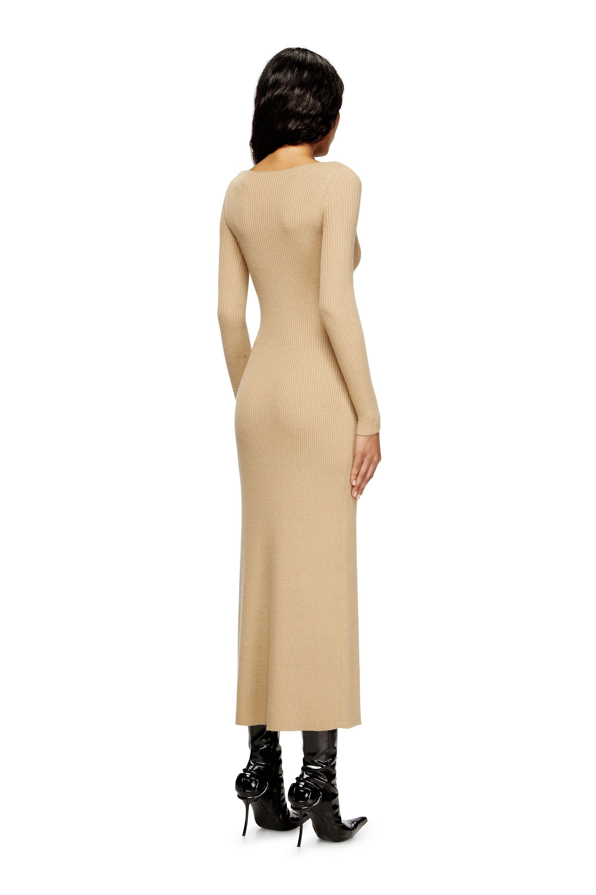 Diesel - M-OLONI, Damen Midikleid aus Wolle mit Intarsienmuster in null - 4