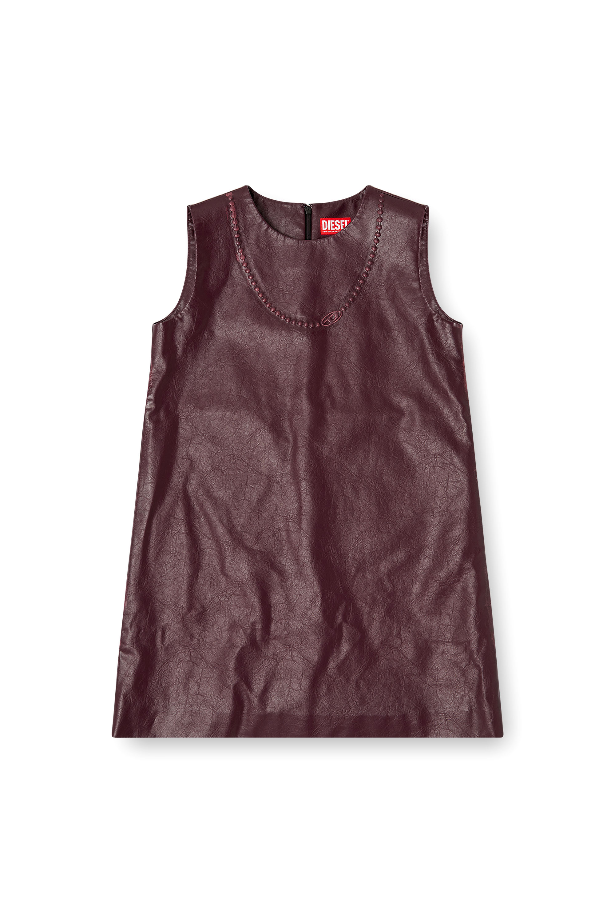 Diesel - FR-D-ARES, Woman's Burgundy sleeveless mini dress in coated fabric in Burgundy - 1