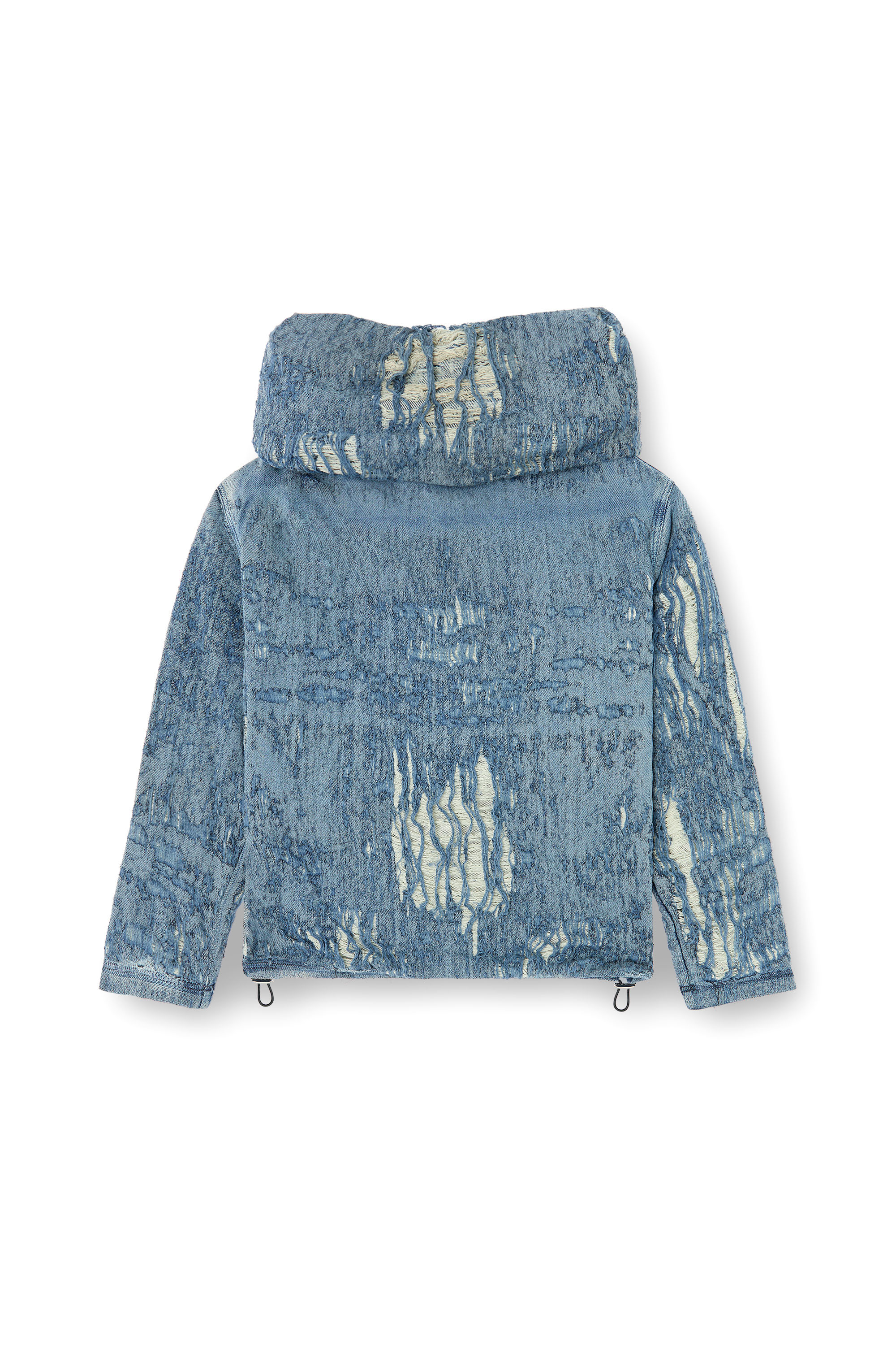 Diesel - D-UMBRIX-FSG, Herren Pullover aus ultra-zerstörtem Jacquard-Denim in Mittelblau - 3