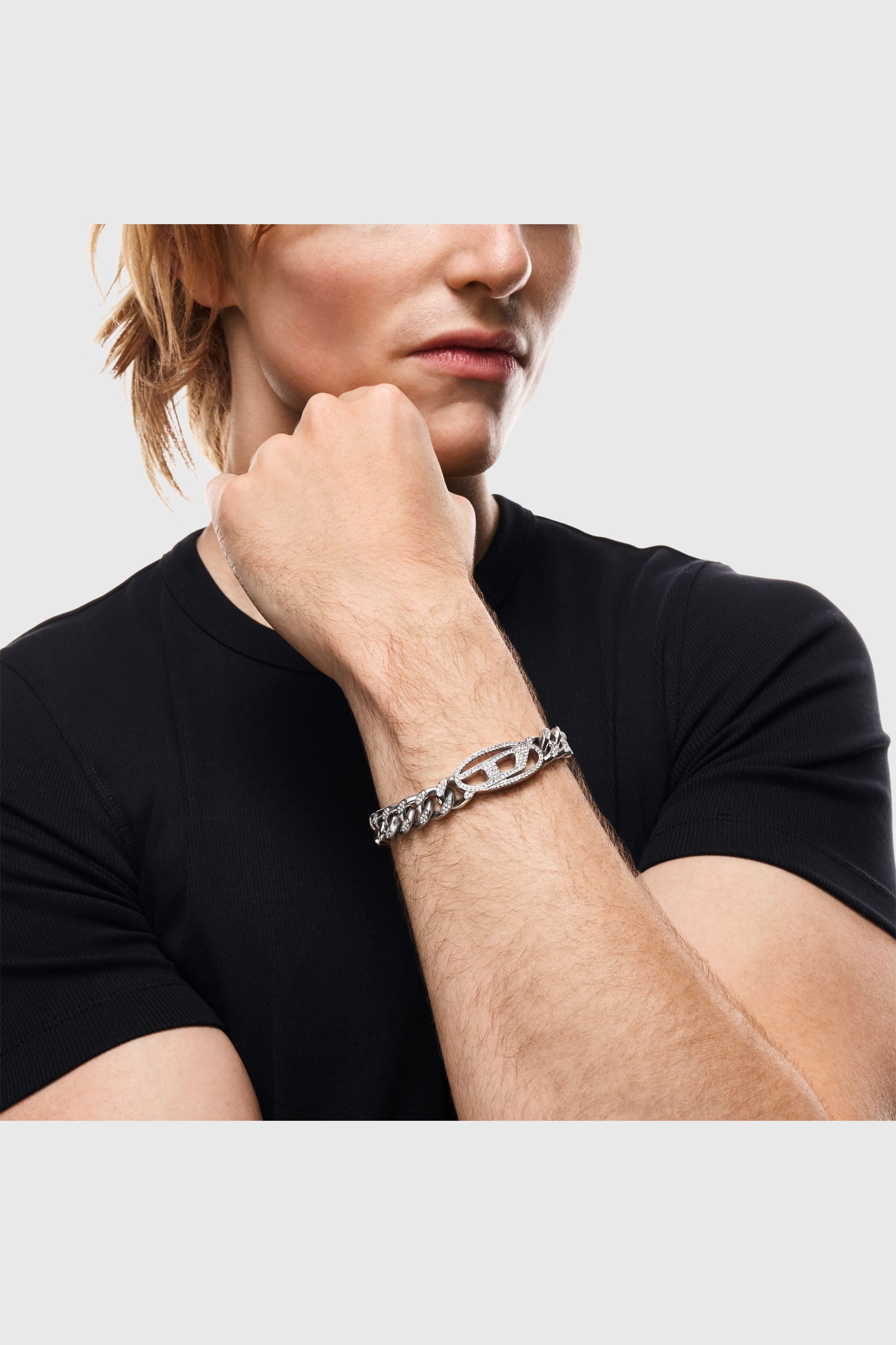 Diesel - DX1707040 JEWELLERY, Unisex Oval D glitz-Armband aus Edelstahl mit Kettengliedern in Silber - 5