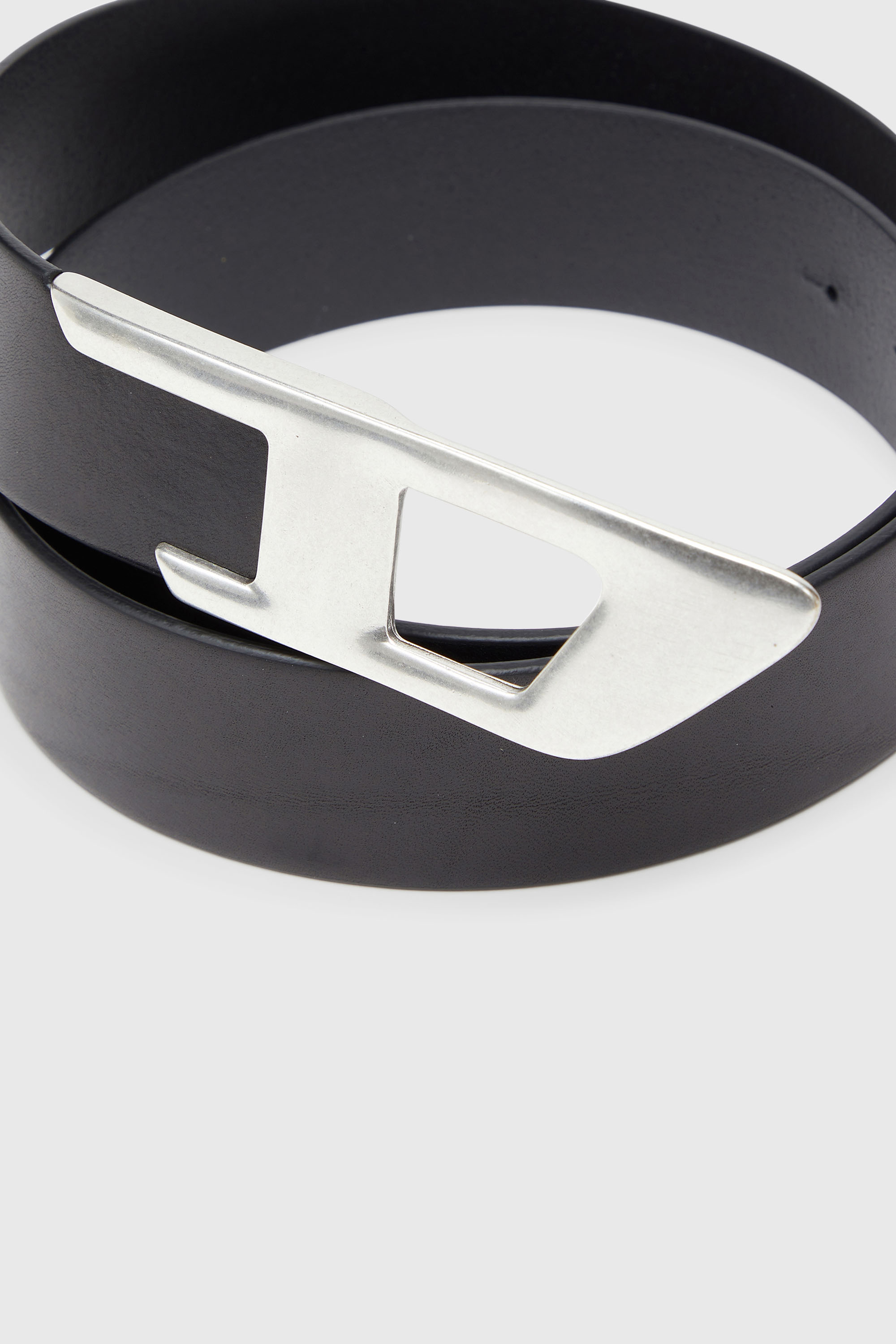 Diesel - B-D LOGO 2.0 40, Unisex 4 cm Lederg&uuml;rtel mit Metallschnalle in D-Form in Schwarz/Silber - 3
