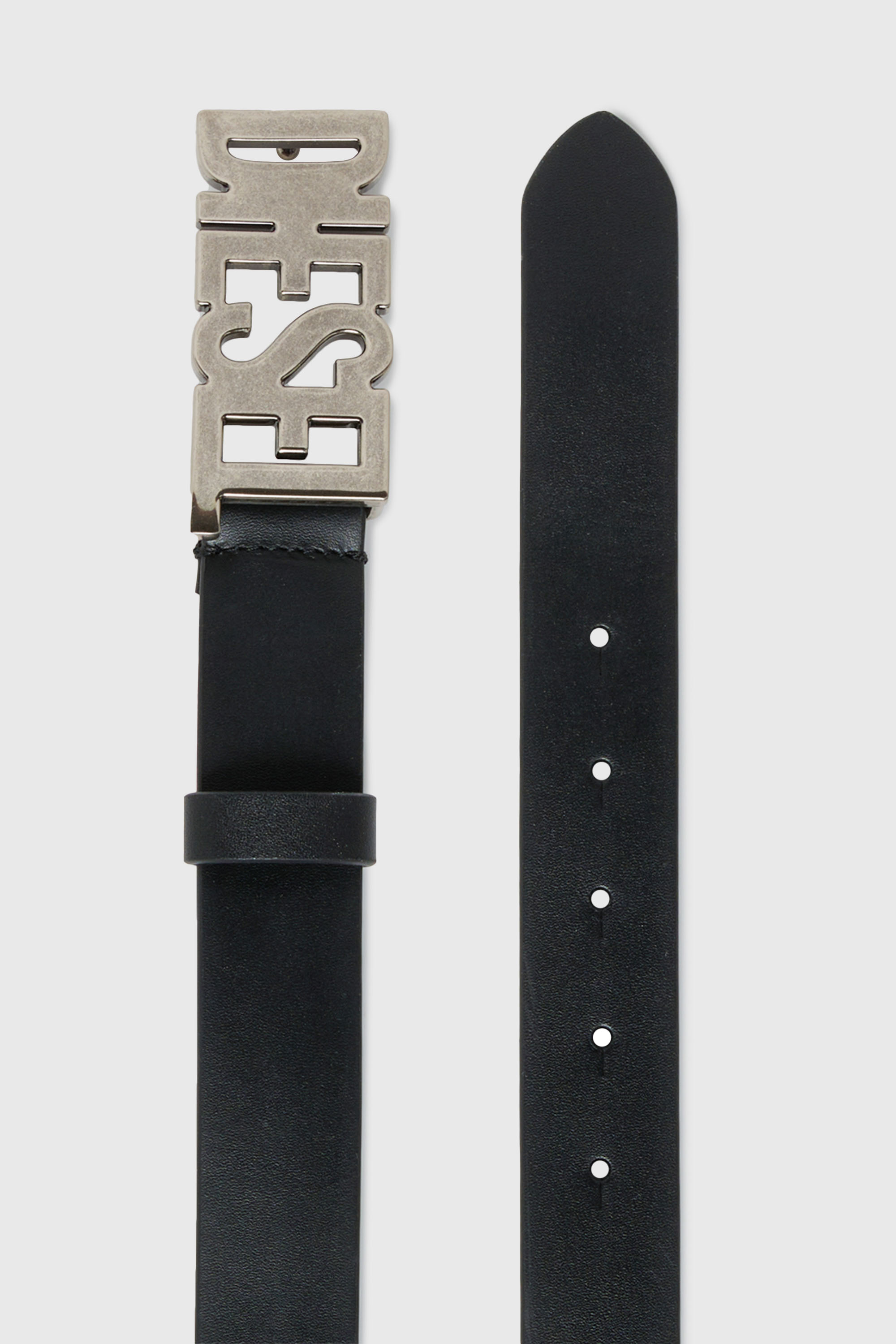 Diesel - BWR, Unisex 3 cm Lederg&uuml;rtel mit Diesel-Schlie&szlig;e in Schwarz - 2