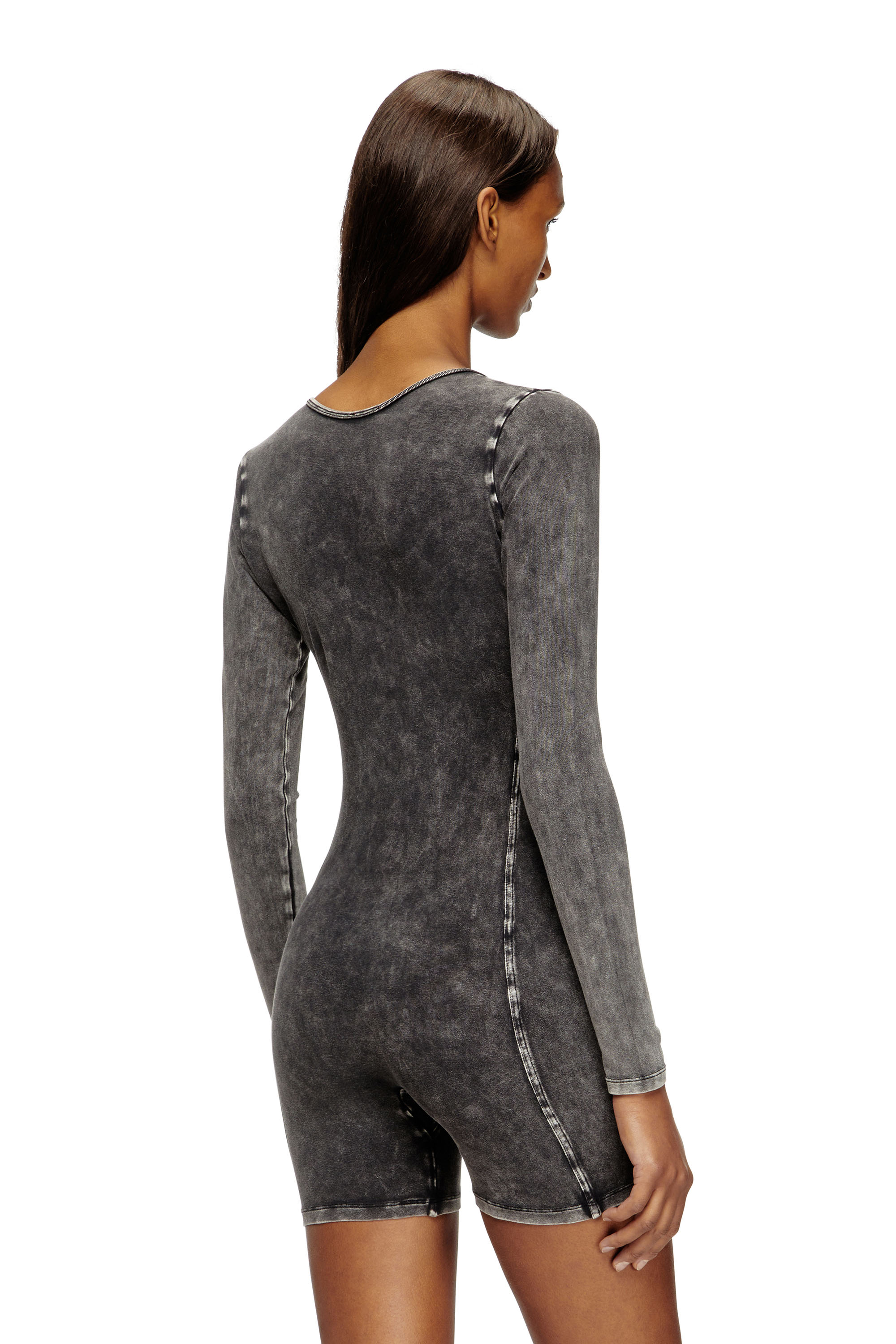Diesel - KARIM-DNM, Damen Playsuit aus Jersey mit Denim-Effekt in Schwarz - 3