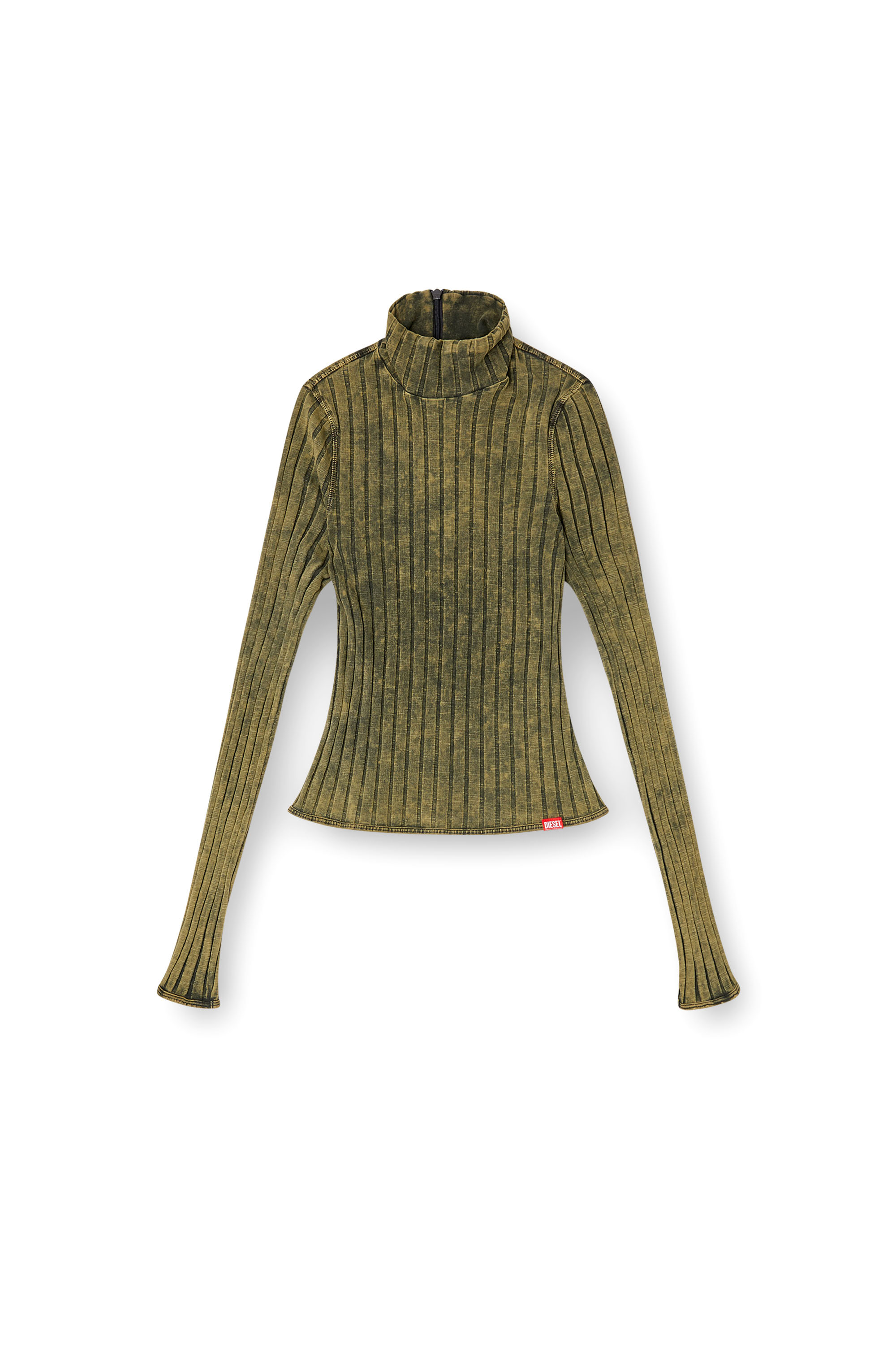 Diesel - T-CLAWA, Damen Pullover aus behandeltem Jersey mit breitem Rippenstrick in Grün - 3