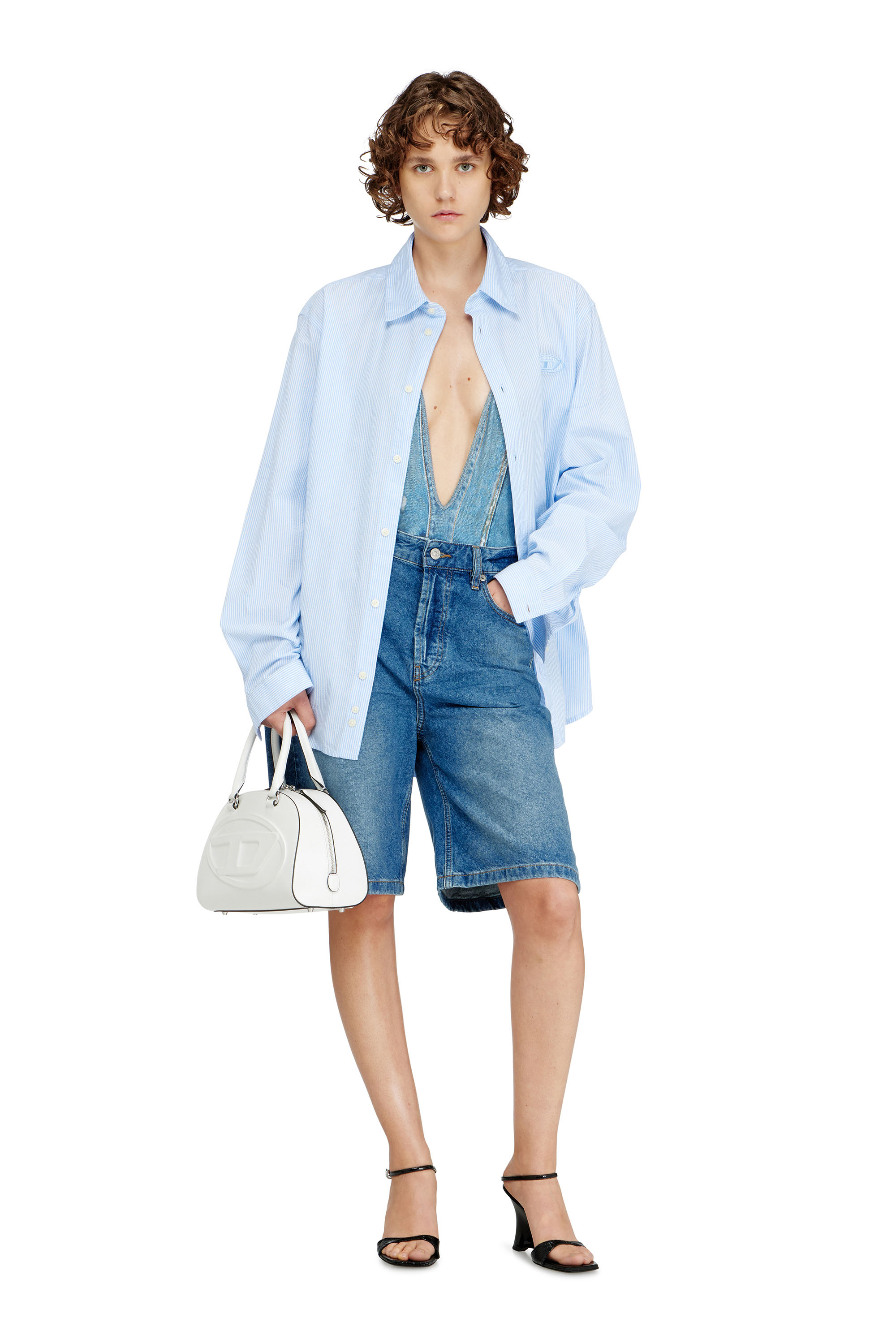 Diesel - KINSLEY-DNM, Damen Tiefer Badeanzug mit Denim-Trompe l'&oelig;il in null - 4