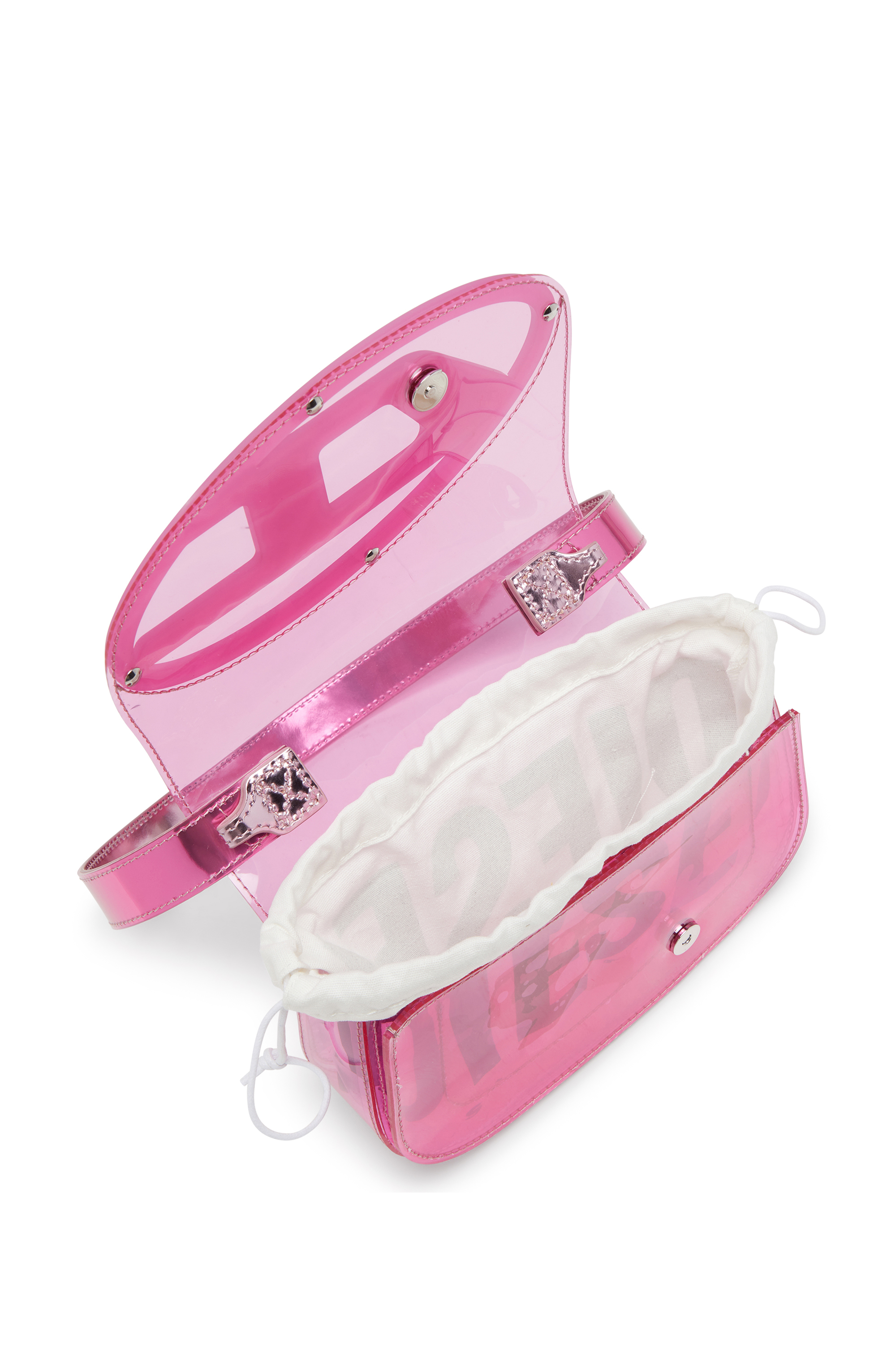 Diesel - 1DR, Damen 1DR-Ikonische Umhängetasche aus transparentem TPU in Fuchsie - 3
