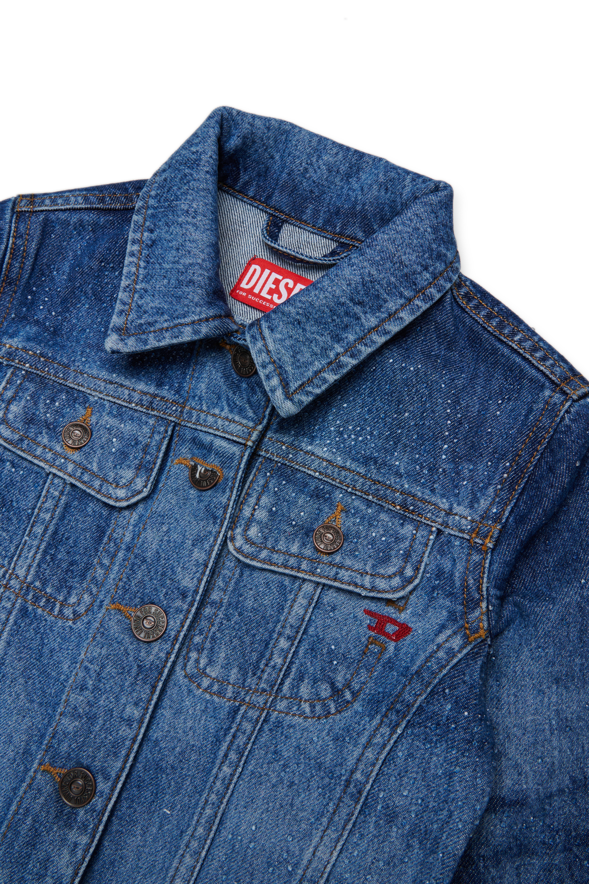 Diesel - JSLIMMY-J, Damen Truckerjacke aus Denim mit Stonewashed-Waschung in Mittelblau - 3