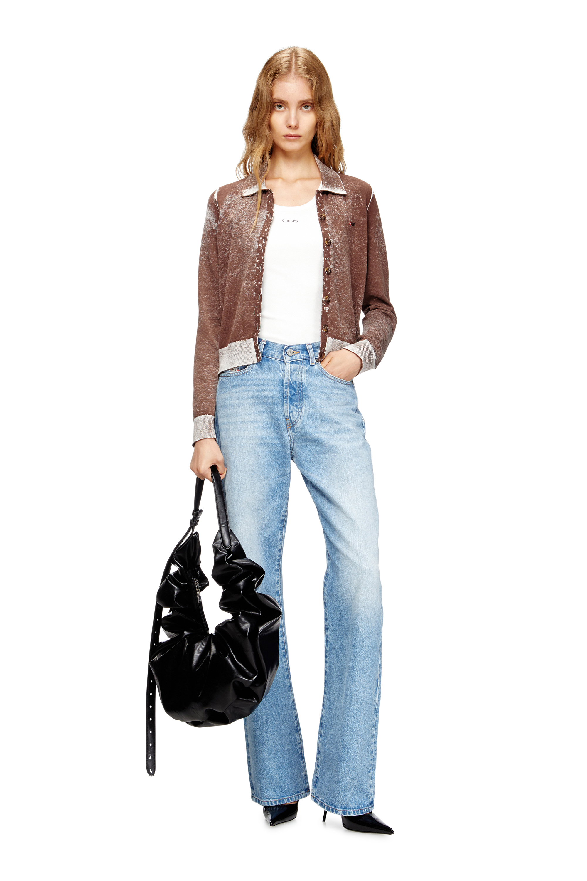 Diesel - GRAB-D HOBO L, Damen Große zerknitterte Hobo-Tasche aus glänzendem PU in Schwarz - 6