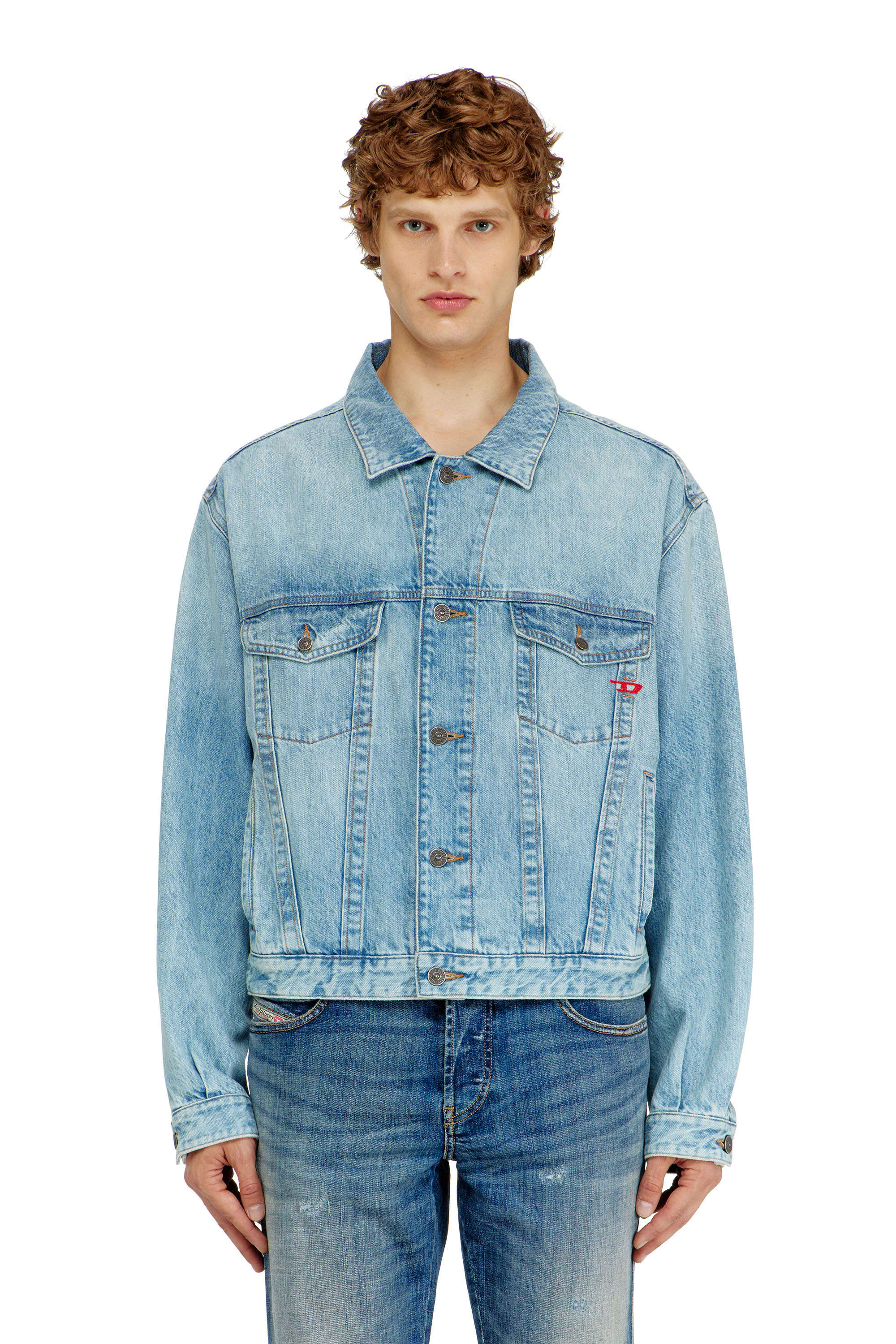 Diesel - D-RANGER, Unisex Trucker-Jacke aus denim in Hellblau - 3