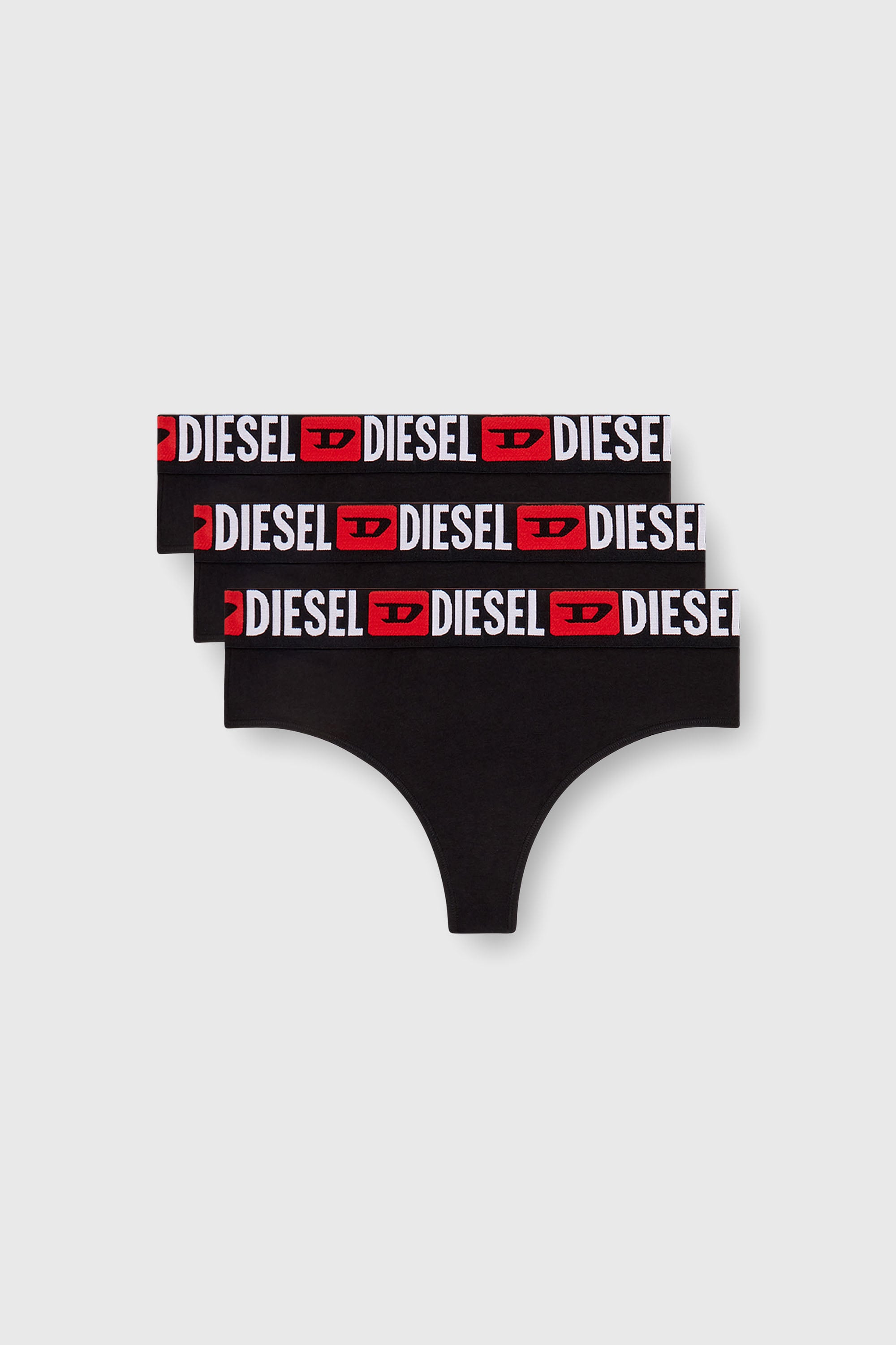 Diesel - UFST-STARS-THREEPACK, Damen String mit Logo-Bund im Dreierpack in Schwarz - 1