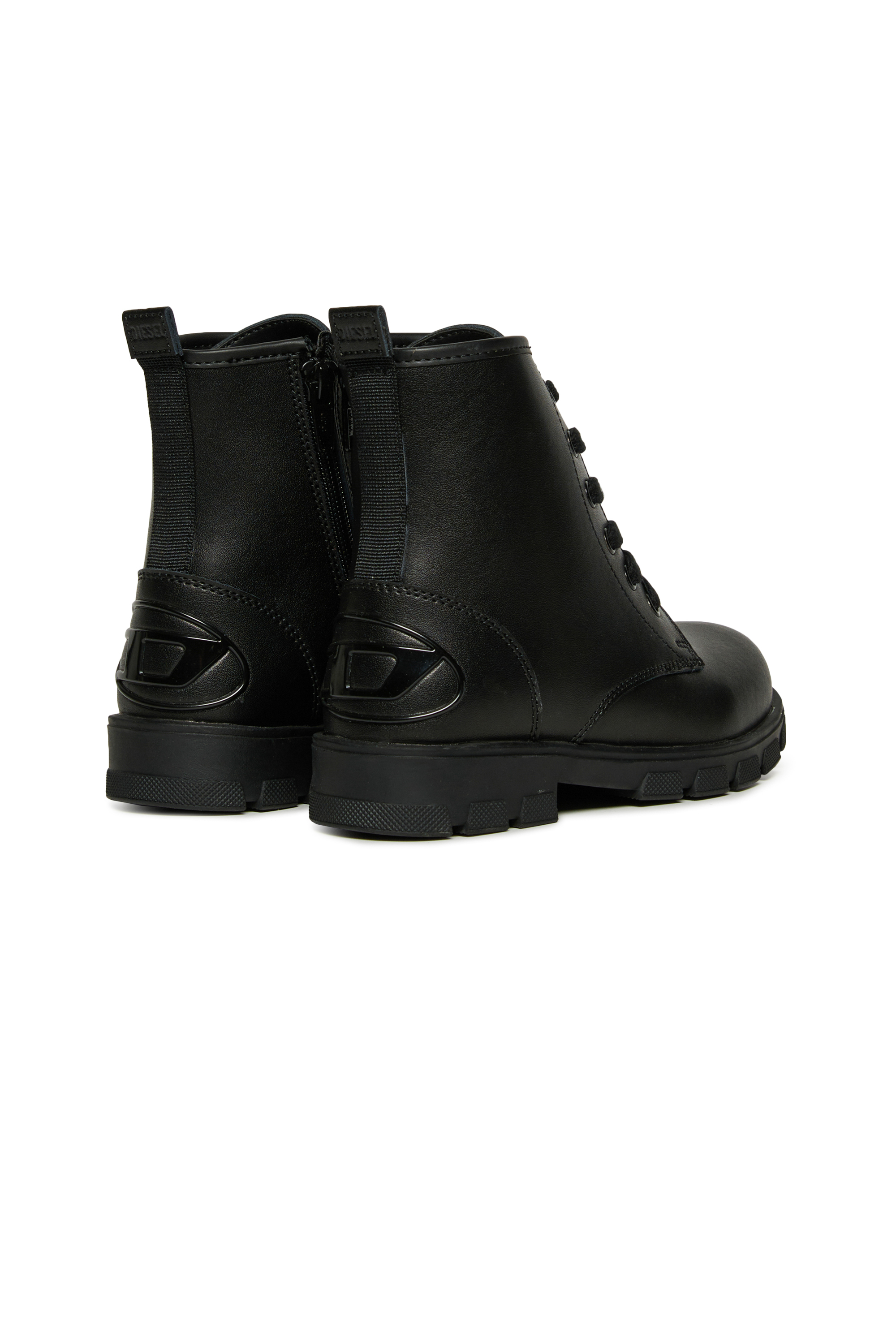 Diesel - D-HAMMER AK LACE, Unisex D-Hammer Lederstiefel mit seitlichem Reißverschluss in Schwarz - 3
