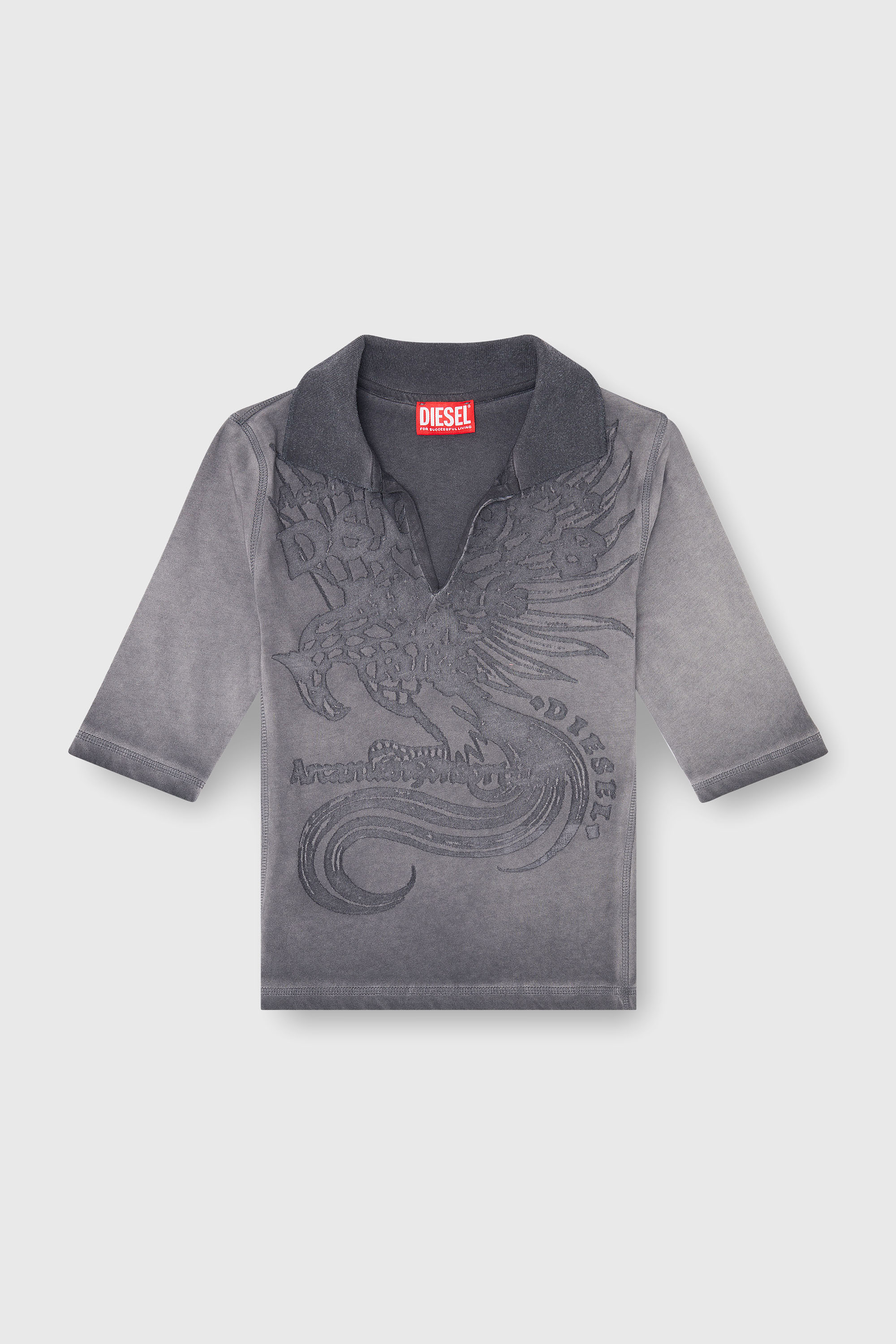 Diesel - T-BEA, Damen Slim-Poloshirt mit d&eacute;vor&eacute;-Print in Grau - 2