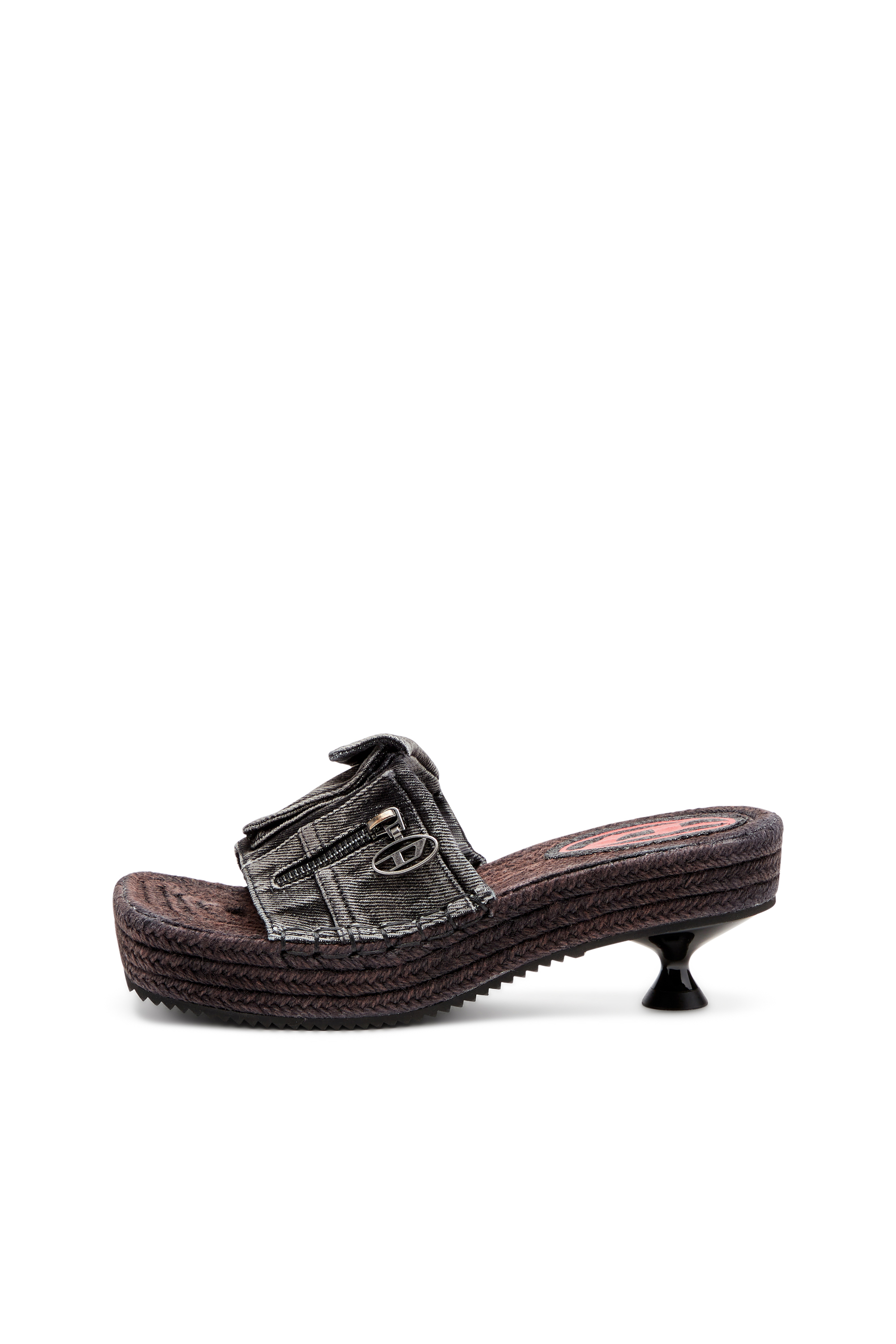 Diesel - D-IBIZA 40 PCK, Damen Espadrilles mit Absatz und Plateau aus Denim in Schwarz - 7